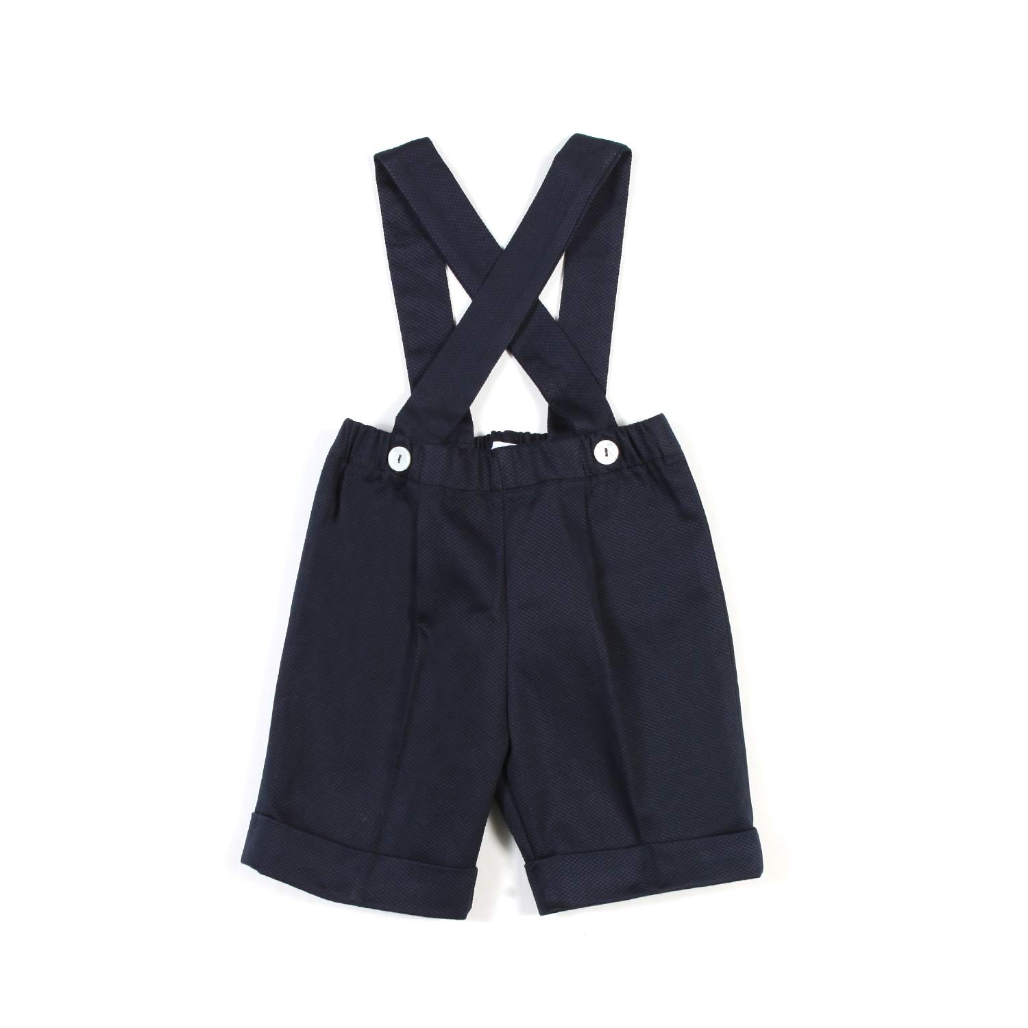 BERMUDA PIQUET BLU NAVY CON BRETELLE BIMBO - annameglio.com abbigliamento moda