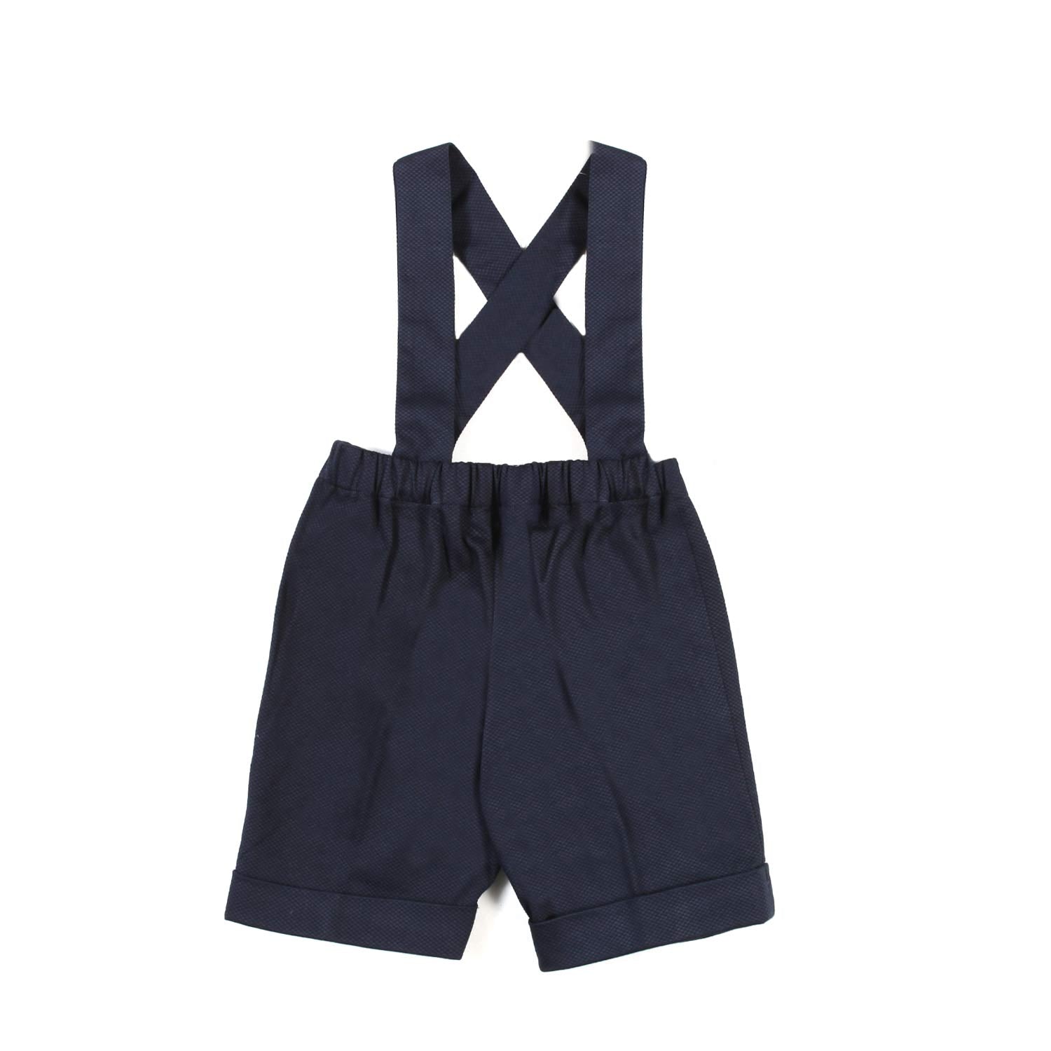 BERMUDA PIQUET BLU NAVY CON BRETELLE BIMBO - annameglio.com abbigliamento moda