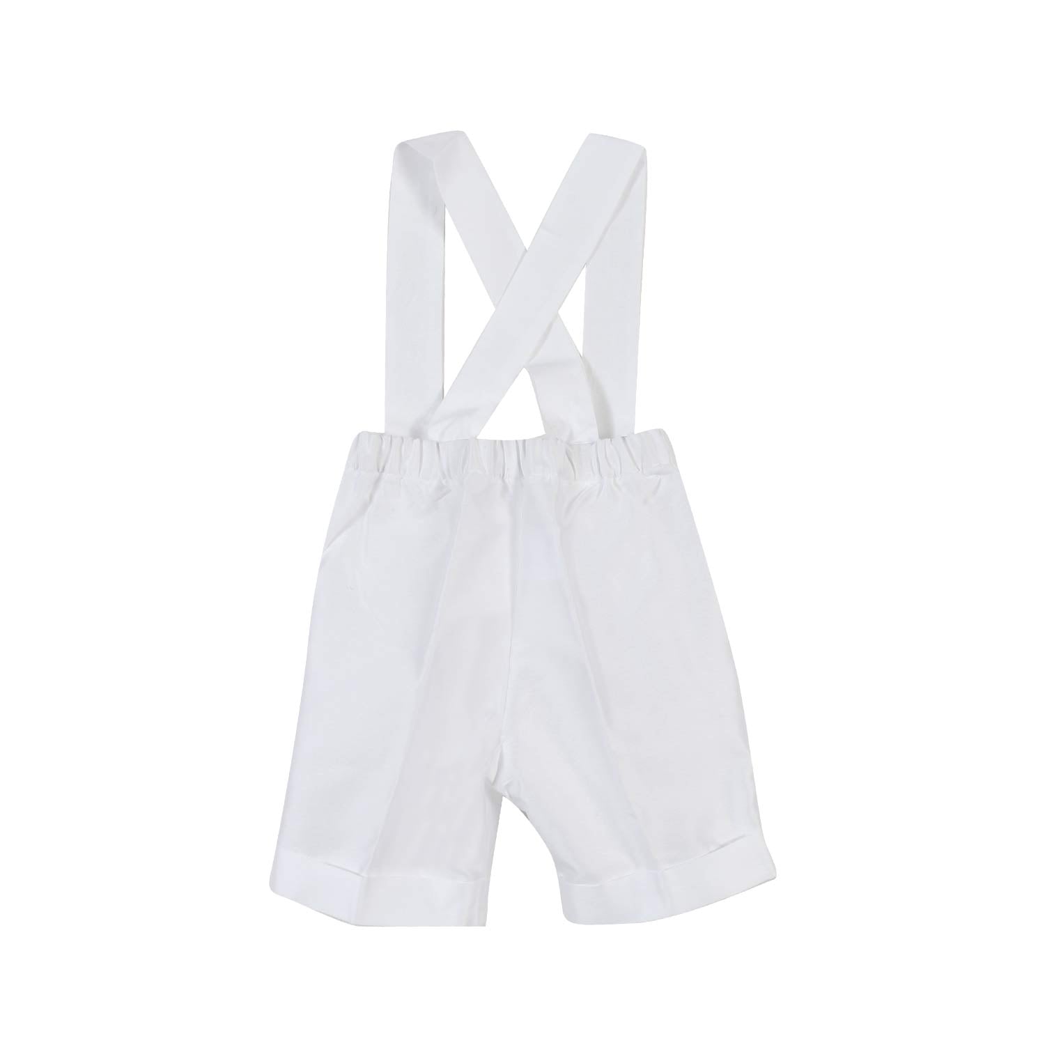 BERMUDA RASO BIANCO CON BRETELLE NEONATO - annameglio.com abbigliamento moda