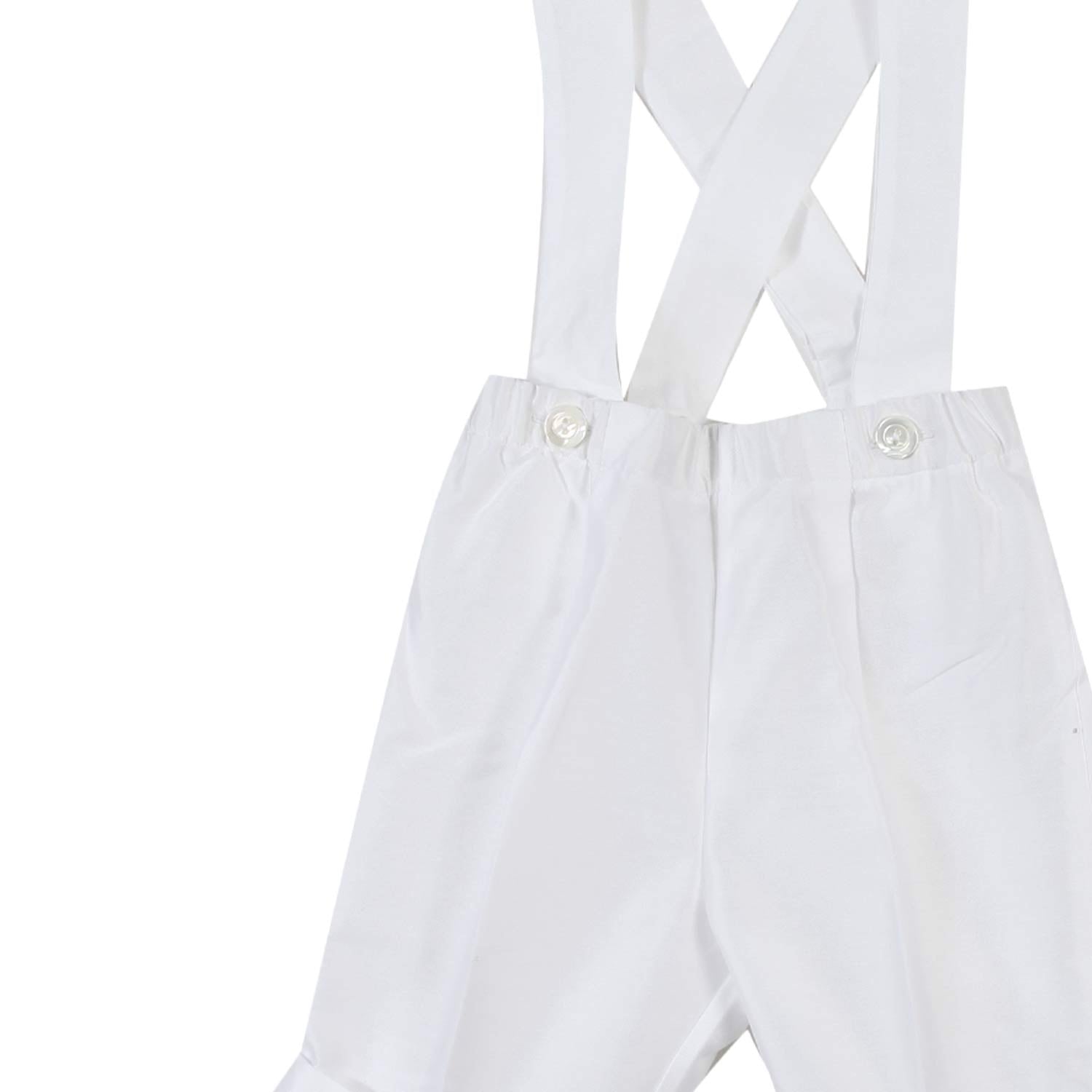 BERMUDA RASO BIANCO CON BRETELLE NEONATO - annameglio.com abbigliamento moda