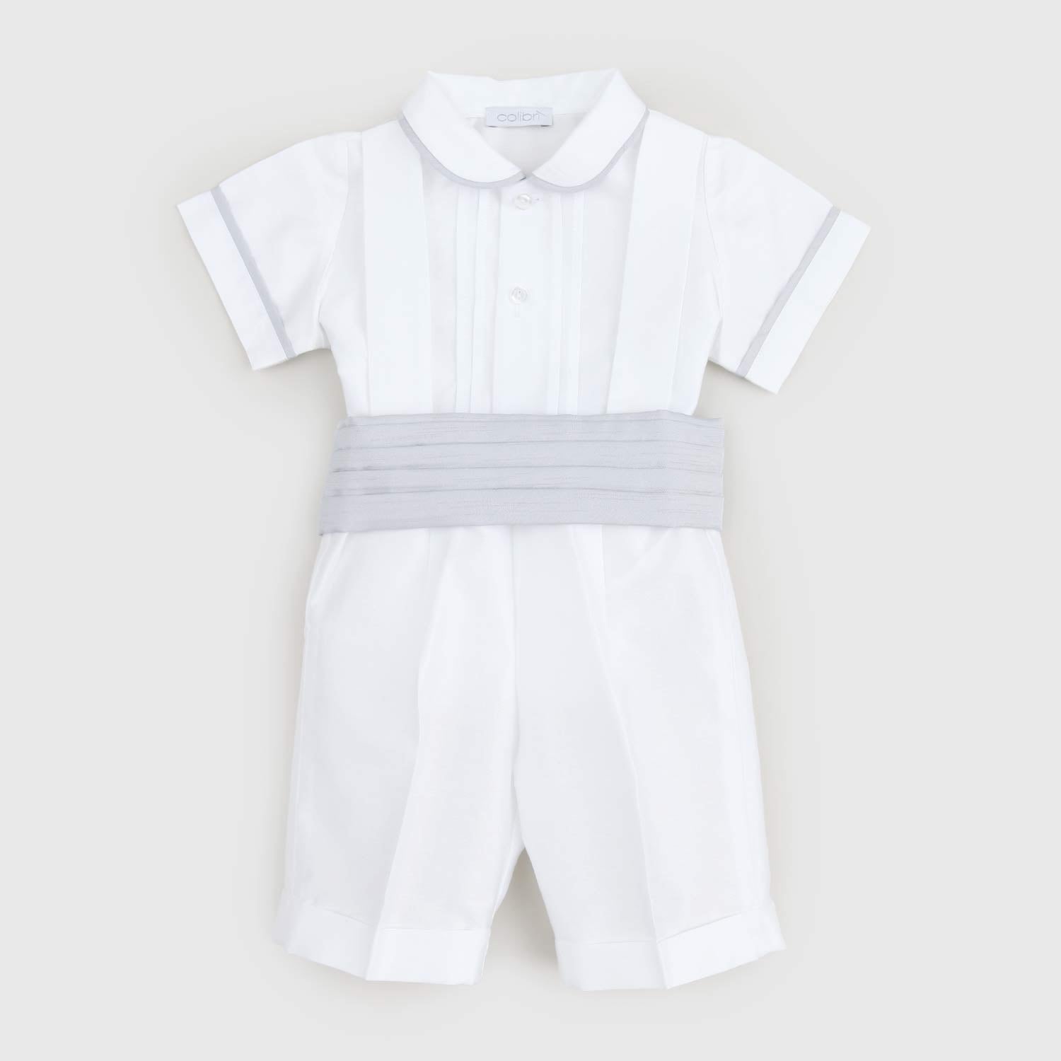 BERMUDA RASO BIANCO CON BRETELLE NEONATO - annameglio.com abbigliamento moda