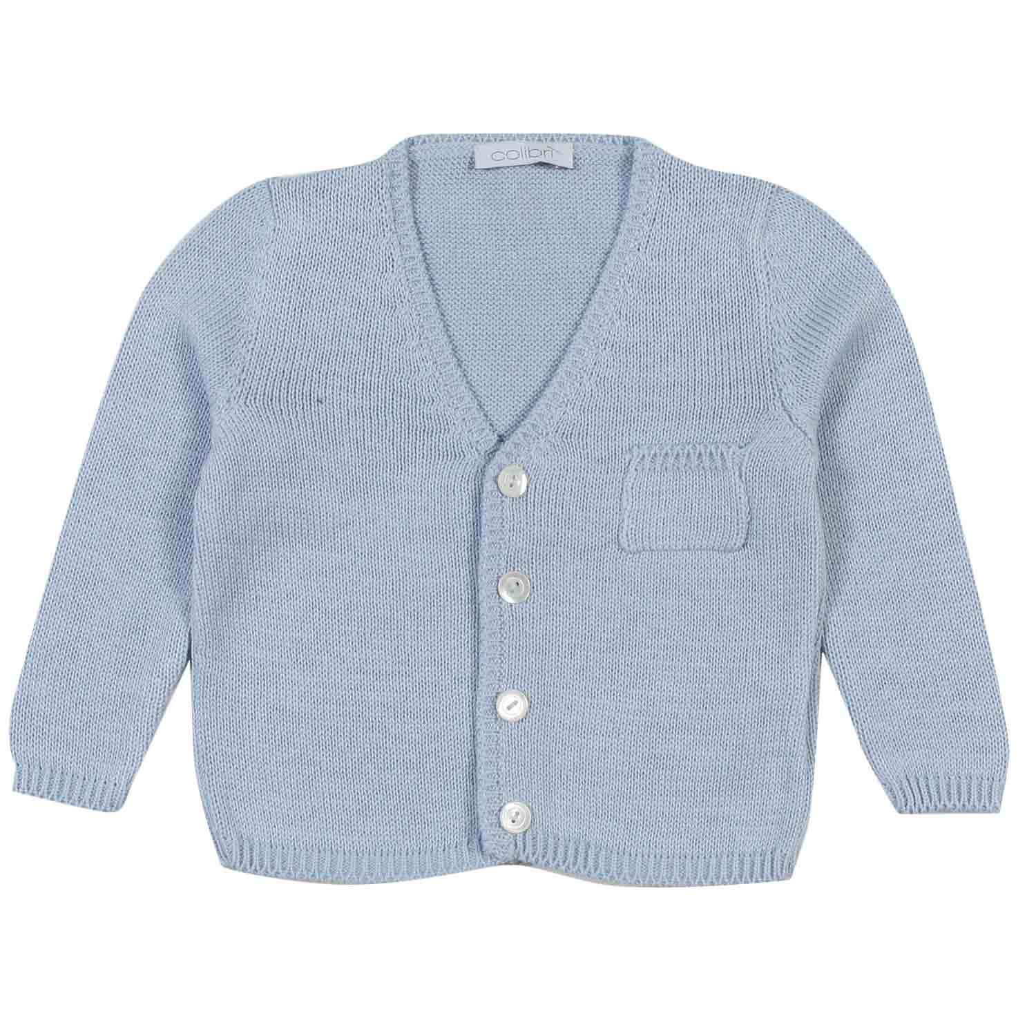CARDIGAN COTONE A MAGLIA CELESTE NEONATO - annameglio.com abbigliamento moda