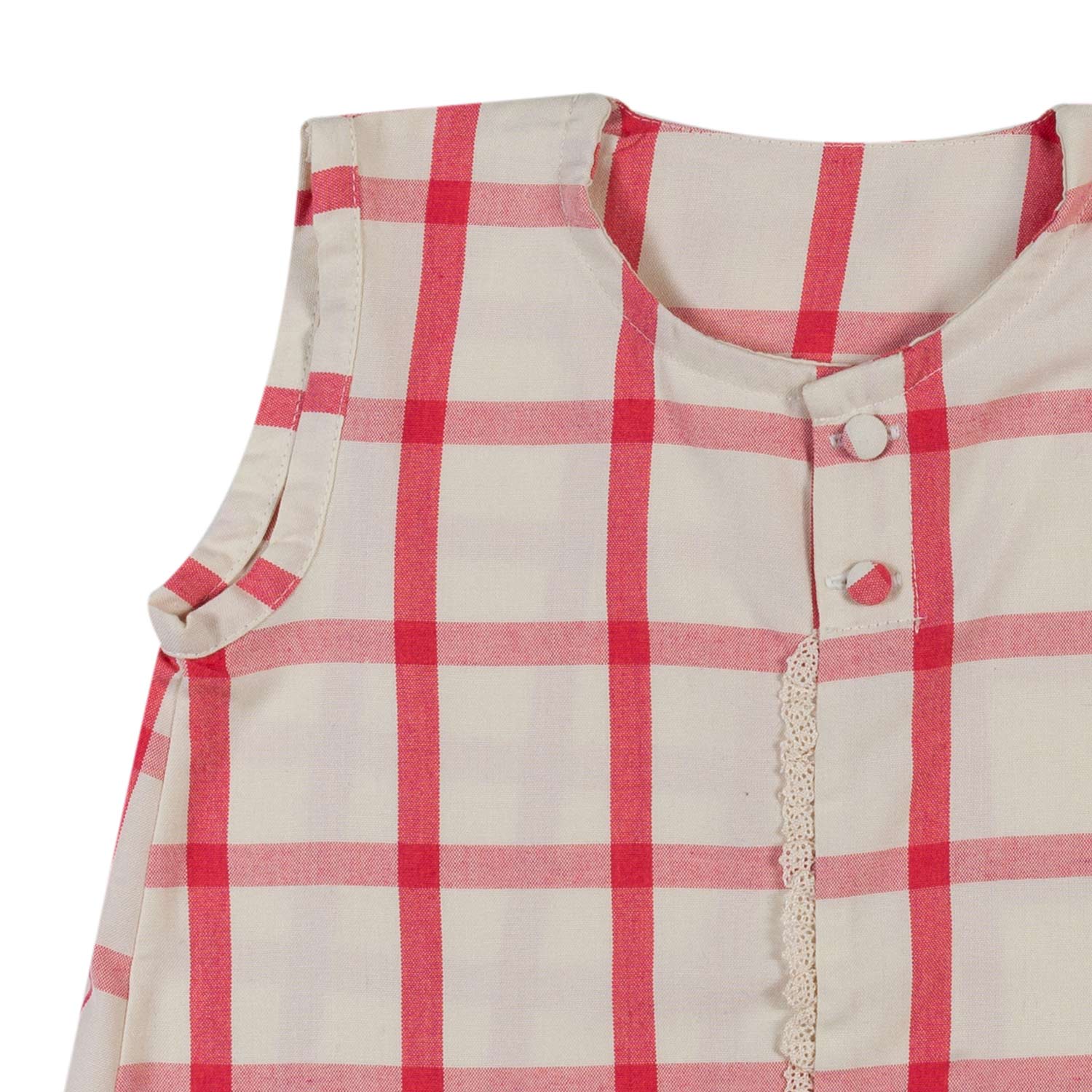 TOP CAMICETTA ECRU E ROSA A QUADRI BAMBINA - annameglio.com abbigliamento moda