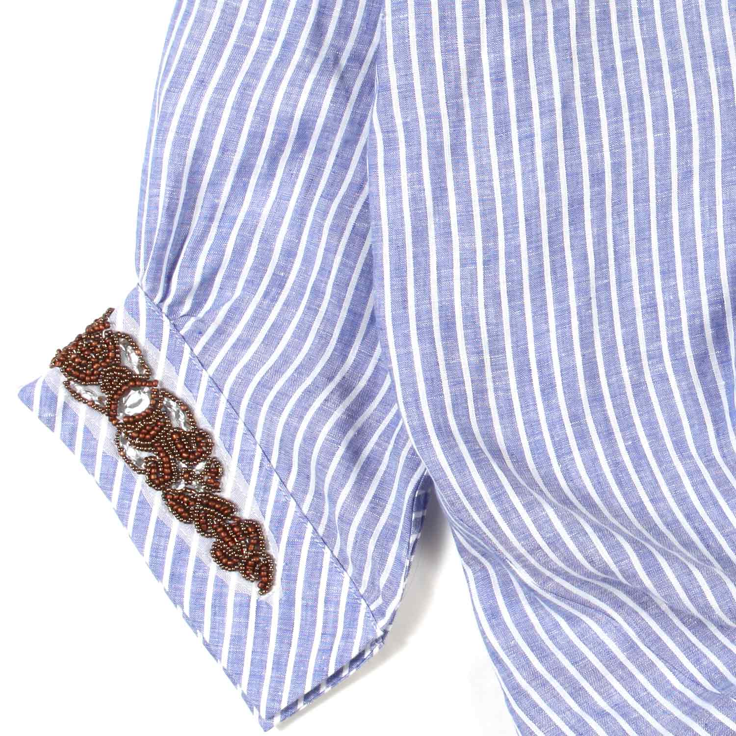 CAMICIA LINO CELESTE E BIANCA A RIGHE DONNA E TEEN - annameglio.com abbigliamento moda