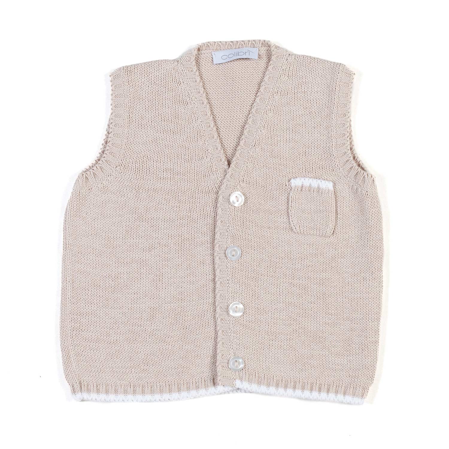 GILET COTONE A MAGLIA BEIGE CORDA NEONATO - annameglio.com abbigliamento moda