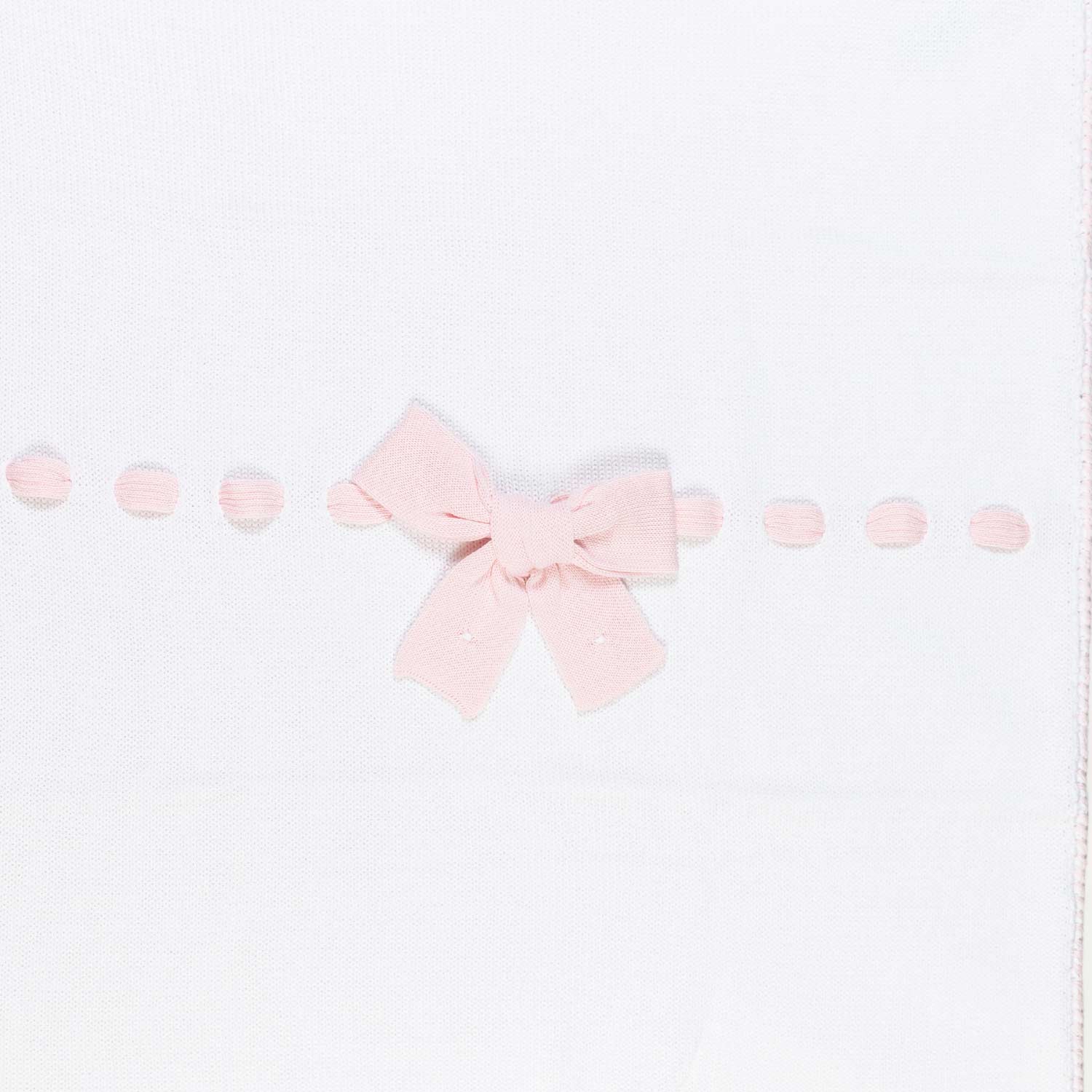 COPERTA MAGLIA DI COTONE BIANCA CON FIOCCO ROSA - annameglio.com abbigliamento moda