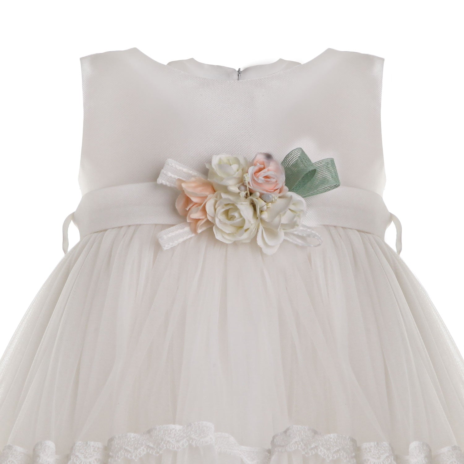ABITO TULLE AVORIO A BALZE BIMBA E NEONATA - annameglio.com abbigliamento moda