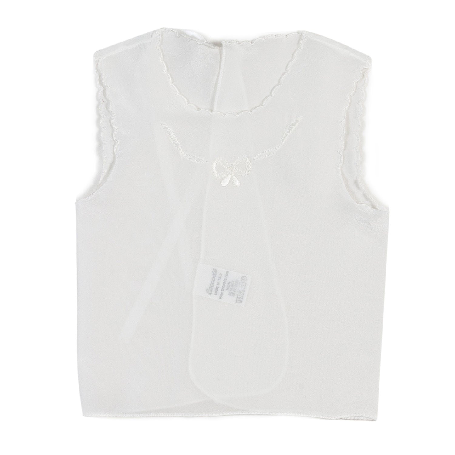 CAMICINO BIANCO PANNA CON RICAMO IN TONO UNISEX - annameglio.com abbigliamento moda