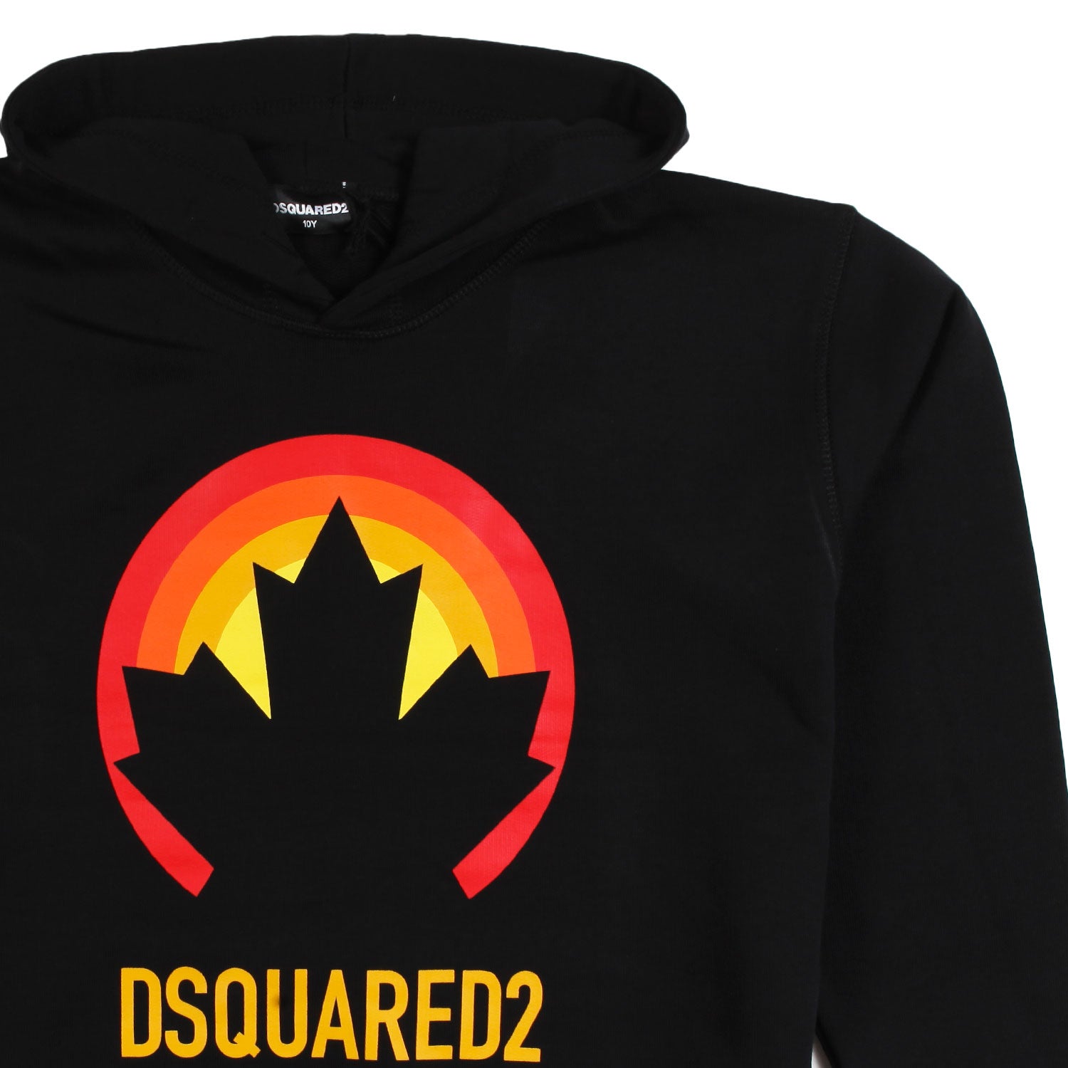 Felpa hoodie D2 nera con stampa rossa e gialla - annameglio.com abbigliamento moda