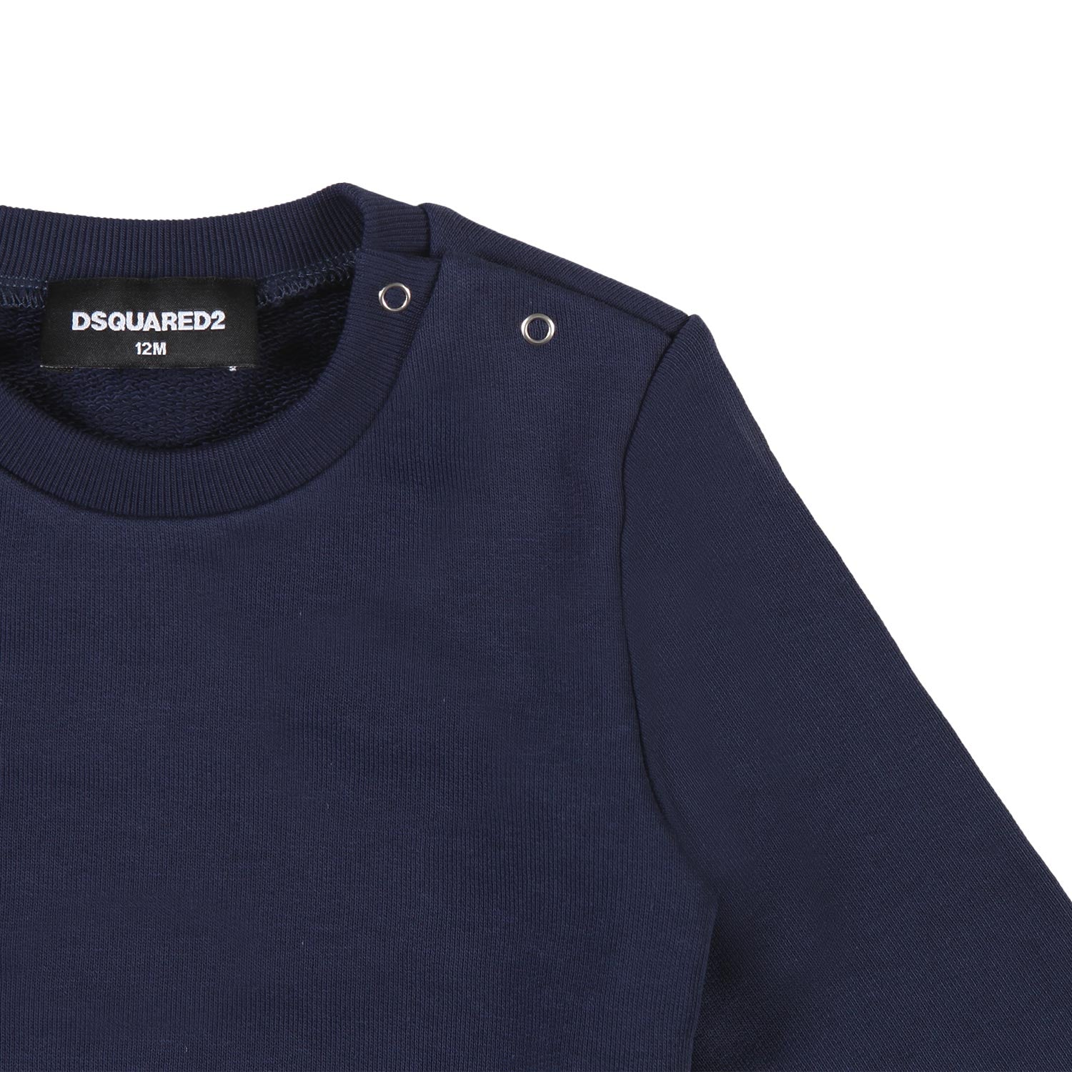 Felpa blu con logo Dsquared2 bianco bimbo - annameglio.com abbigliamento moda