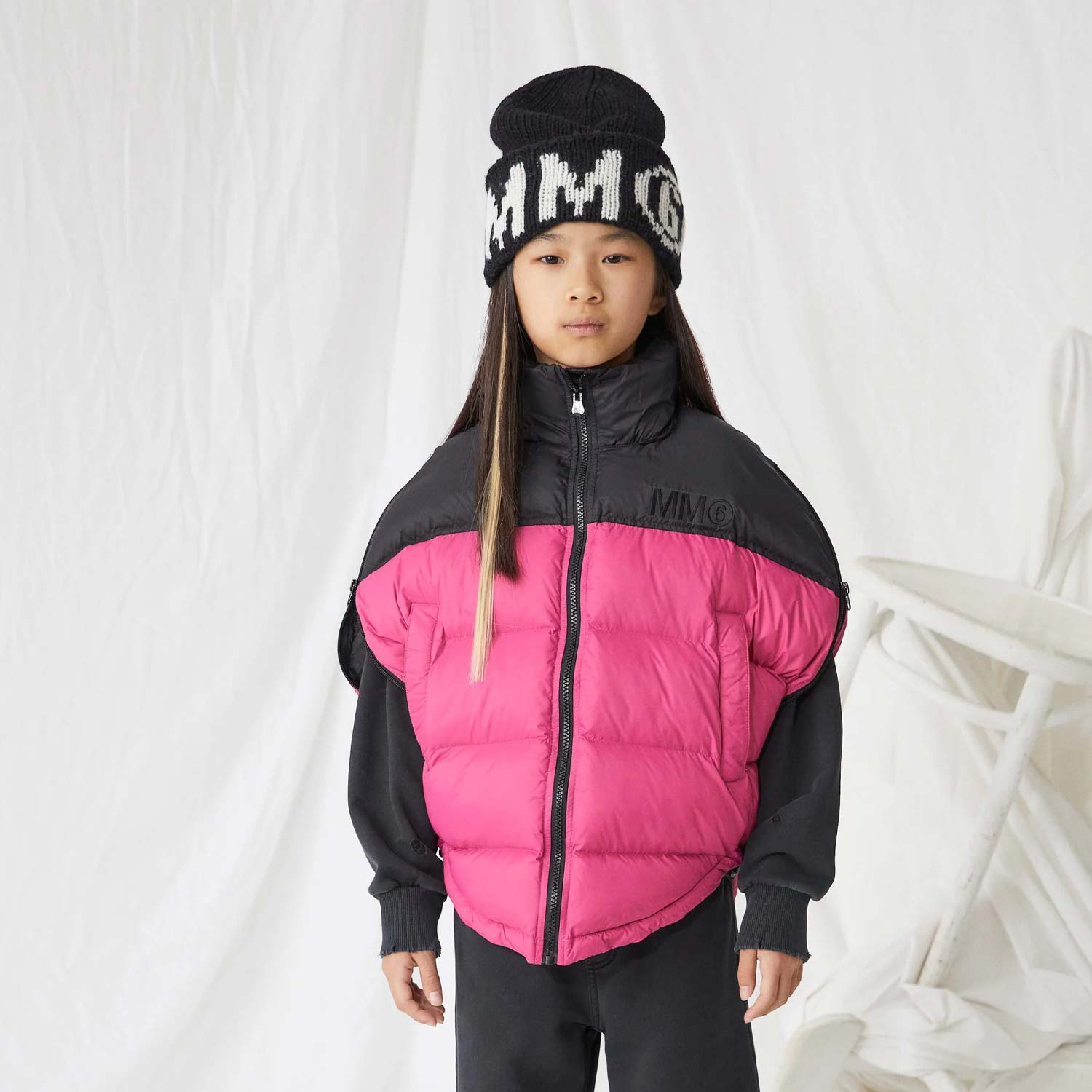 Giubbotto round model MM6 fucsia e nero - annameglio.com abbigliamento moda