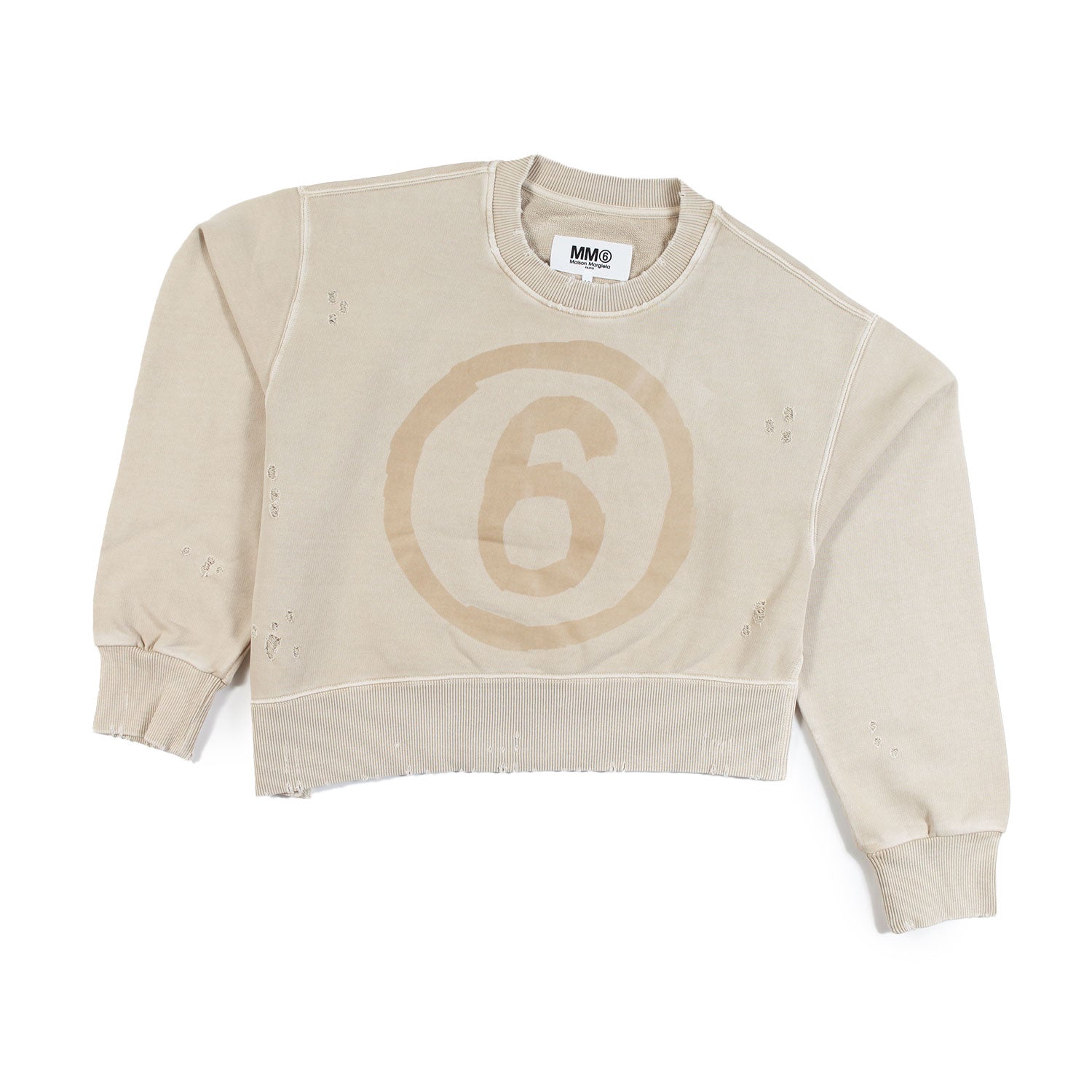 Felpa cropped MM6 beige Bambina e Ragazza - annameglio.com abbigliamento moda