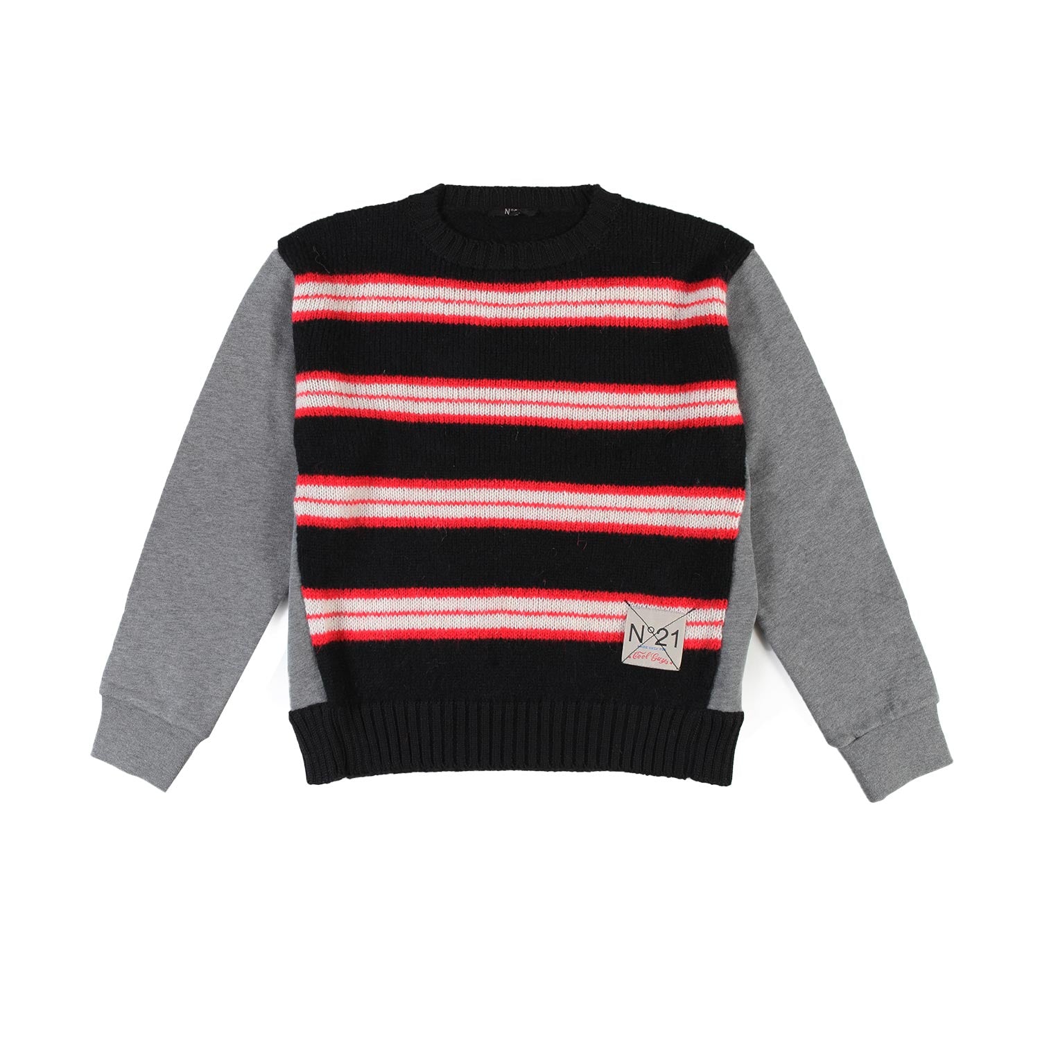 Maglione N21 nero e grigio con righe rosse e panna - annameglio.com abbigliamento moda
