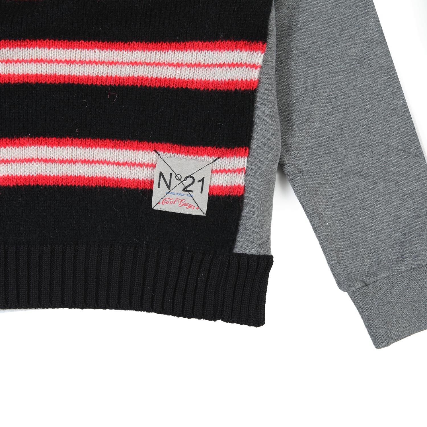 Maglione N21 nero e grigio con righe rosse e panna - annameglio.com abbigliamento moda