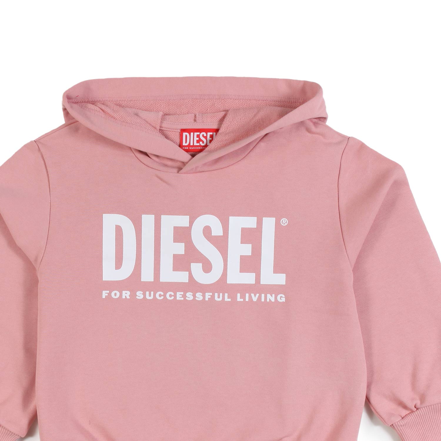 Felpa hoodie rosa con logo Diesel bianco - annameglio.com abbigliamento moda