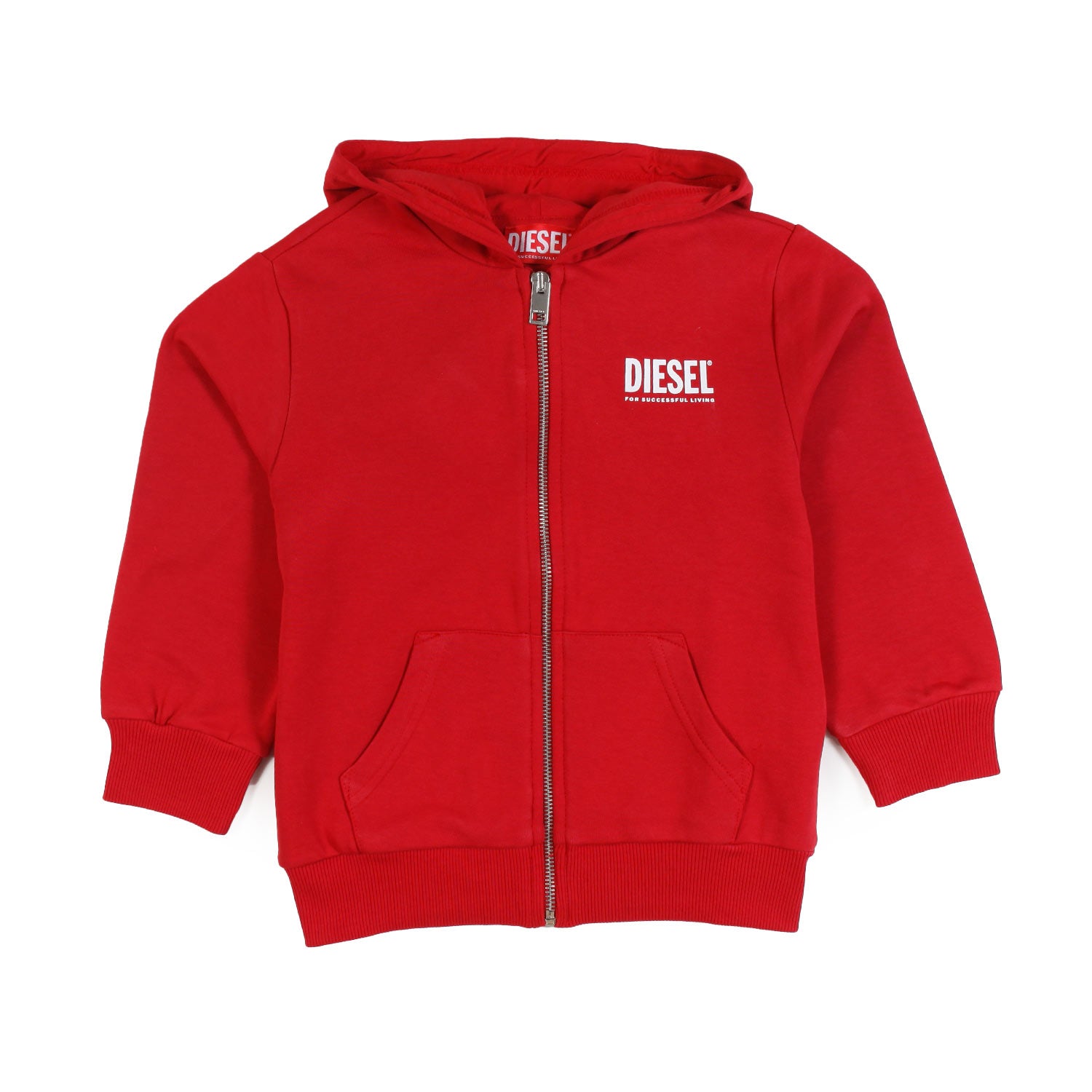 Felpa hoodie rossa con logo Diesel bianco e zip - annameglio.com abbigliamento moda