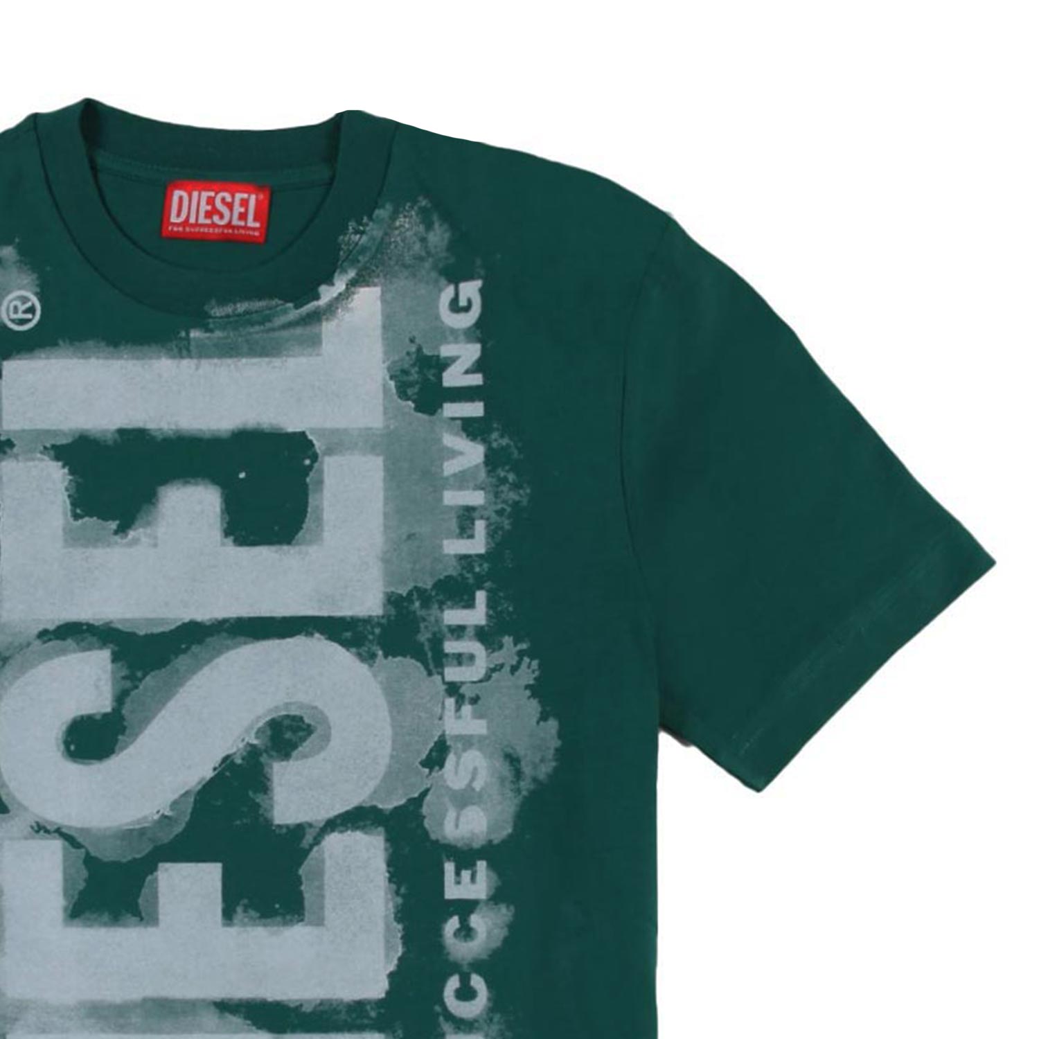 T-shirt Tjuste16 verde con maxi logo bianco - annameglio.com abbigliamento moda