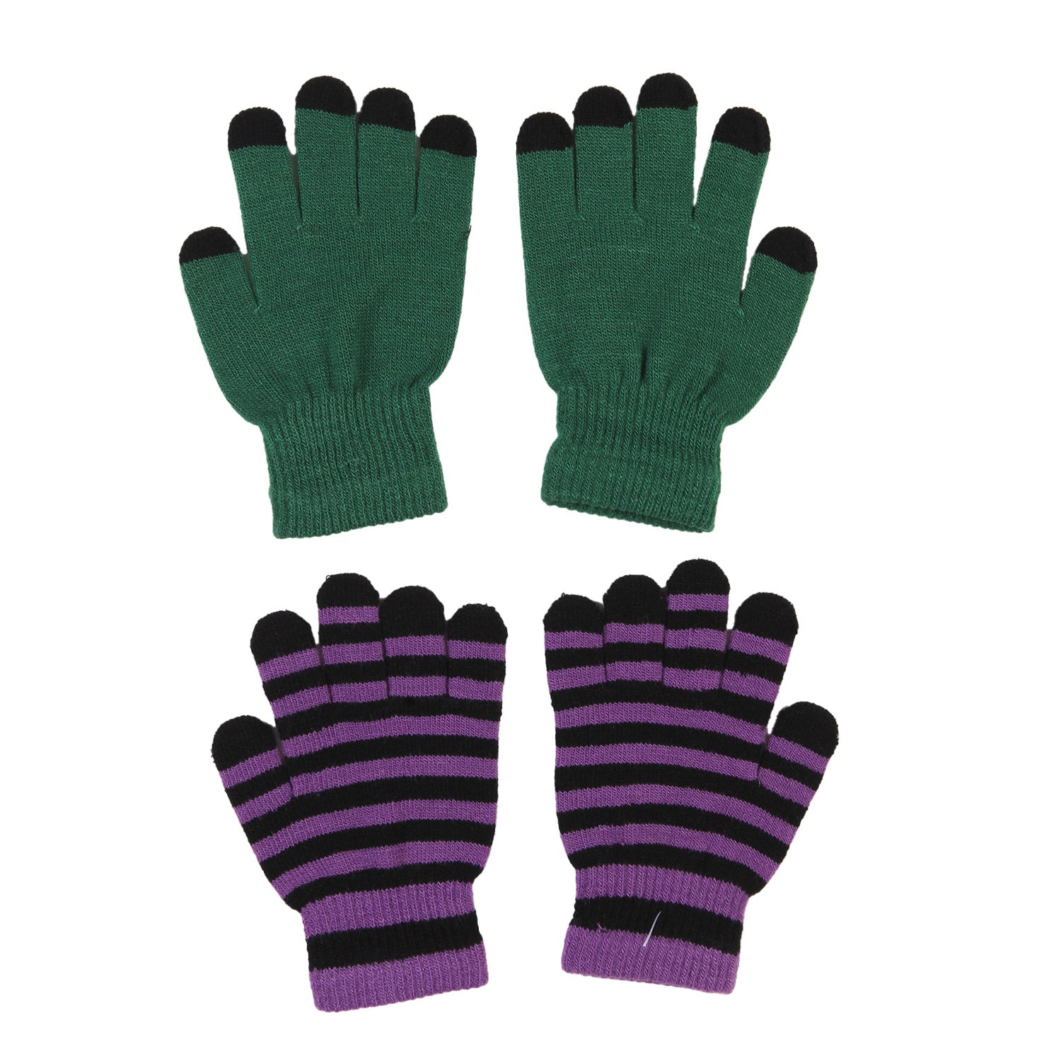 Guanti stretch Kei verde-nero e viola-nero - annameglio.com abbigliamento moda