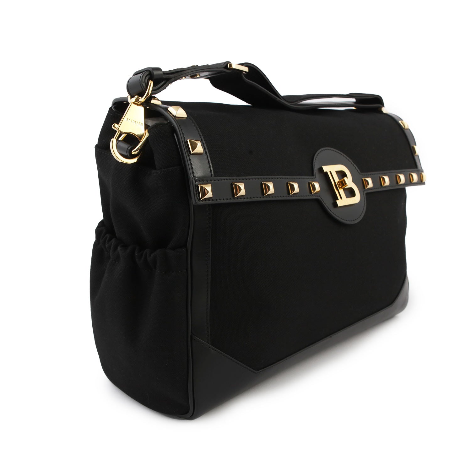 Borsa fasciatoio Balmain nera con dettagli oro - annameglio.com abbigliamento moda