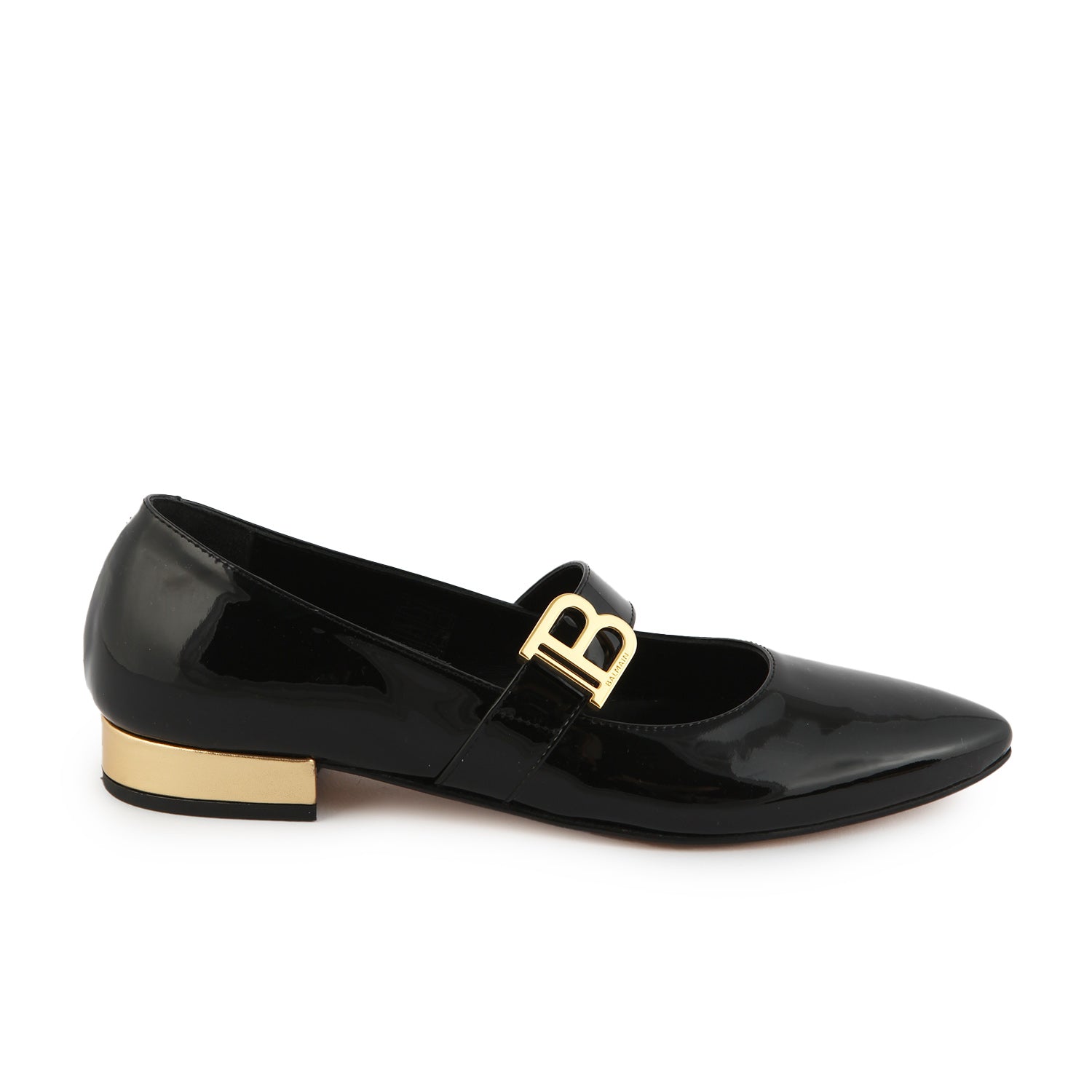 Ballerine Balmain in pelle nero lucido e oro - annameglio.com abbigliamento moda