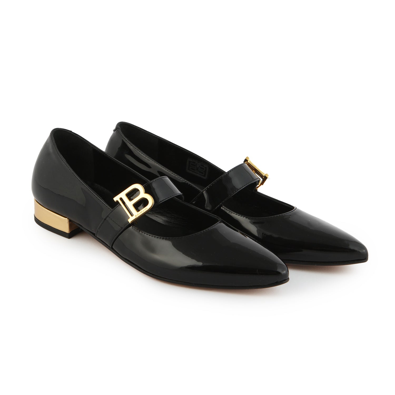 Ballerine Balmain in pelle nero lucido e oro - annameglio.com abbigliamento moda