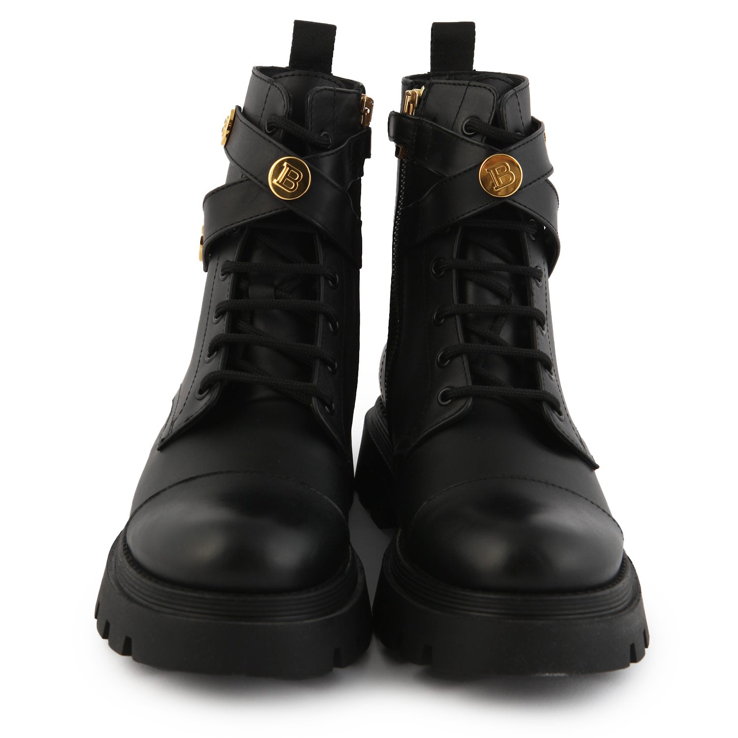 Stivaletto anfibio Balmain in pelle nero e oro - annameglio.com abbigliamento moda