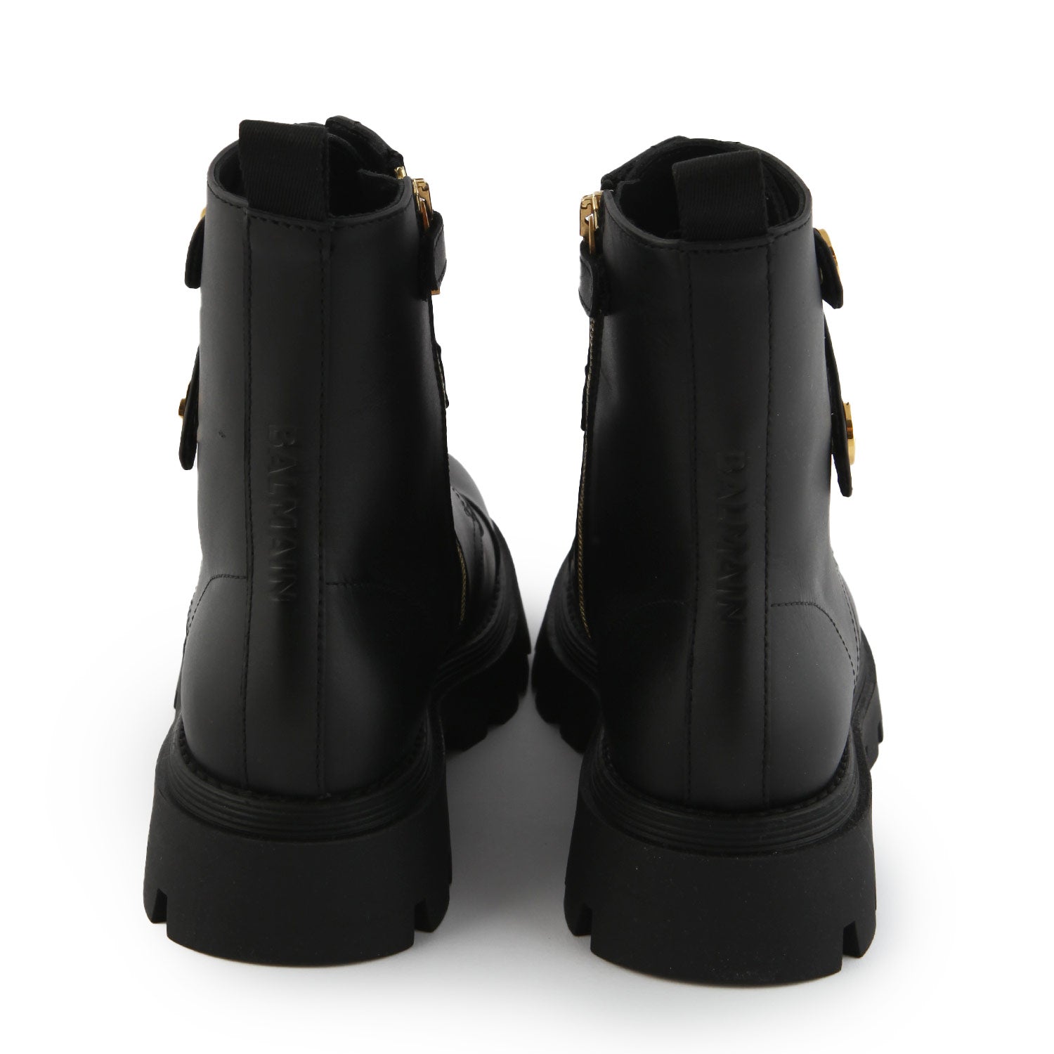 Stivaletto anfibio Balmain in pelle nero e oro - annameglio.com abbigliamento moda