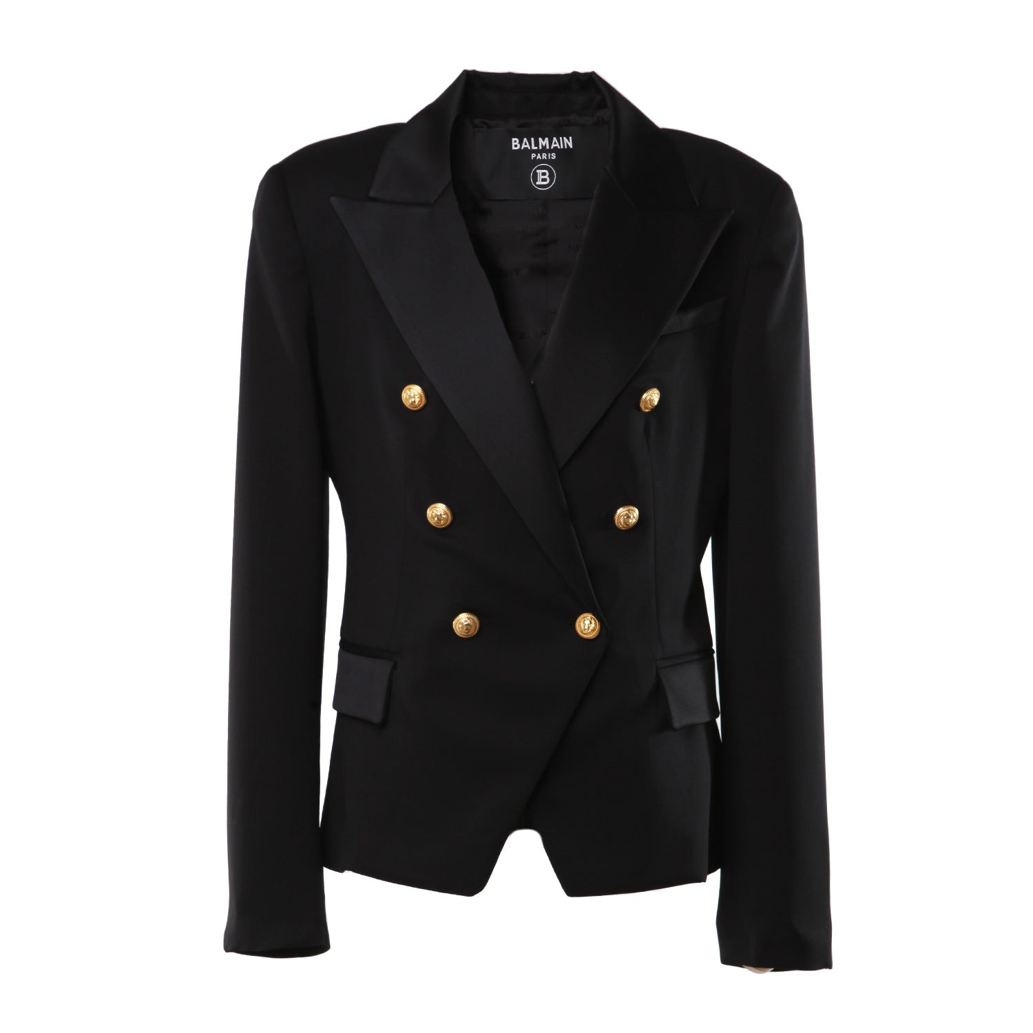 Giacca doppiopetto Balmain frescolana nera e oro - annameglio.com abbigliamento moda