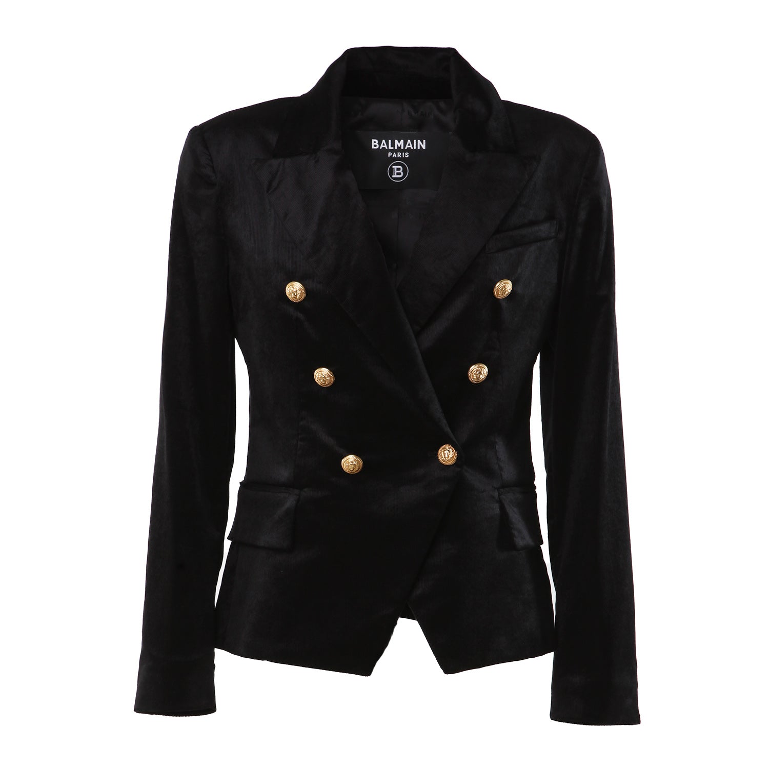 Giacca doppiopetto Balmain corduroy nera e oro - annameglio.com abbigliamento moda