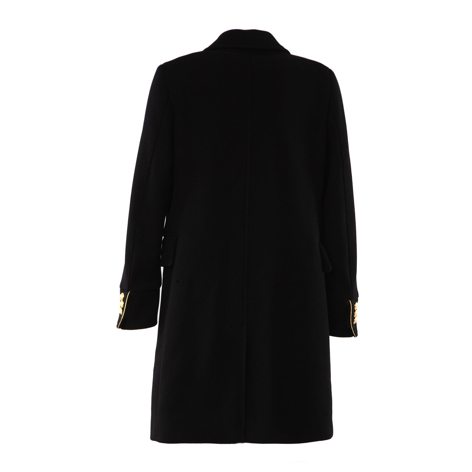 Cappotto monopetto Balmain di lana nero e oro - annameglio.com abbigliamento moda