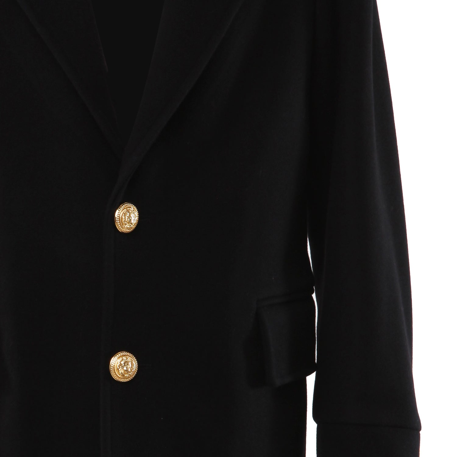 Cappotto monopetto Balmain di lana nero e oro - annameglio.com abbigliamento moda