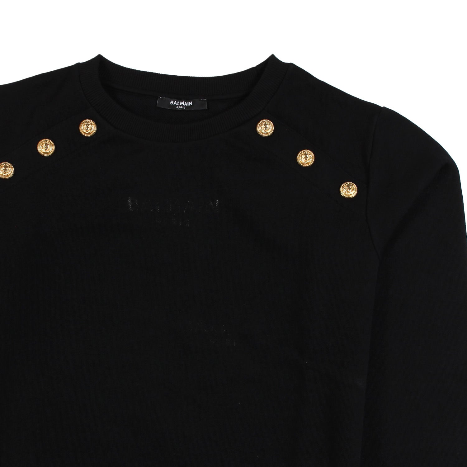 Felpa Balmain Paris nera con bottoni oro - annameglio.com abbigliamento moda