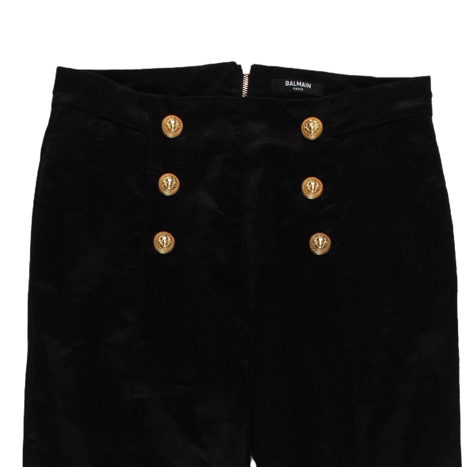 Pantalone Balmain corduroy nero con bottoni oro - annameglio.com abbigliamento moda