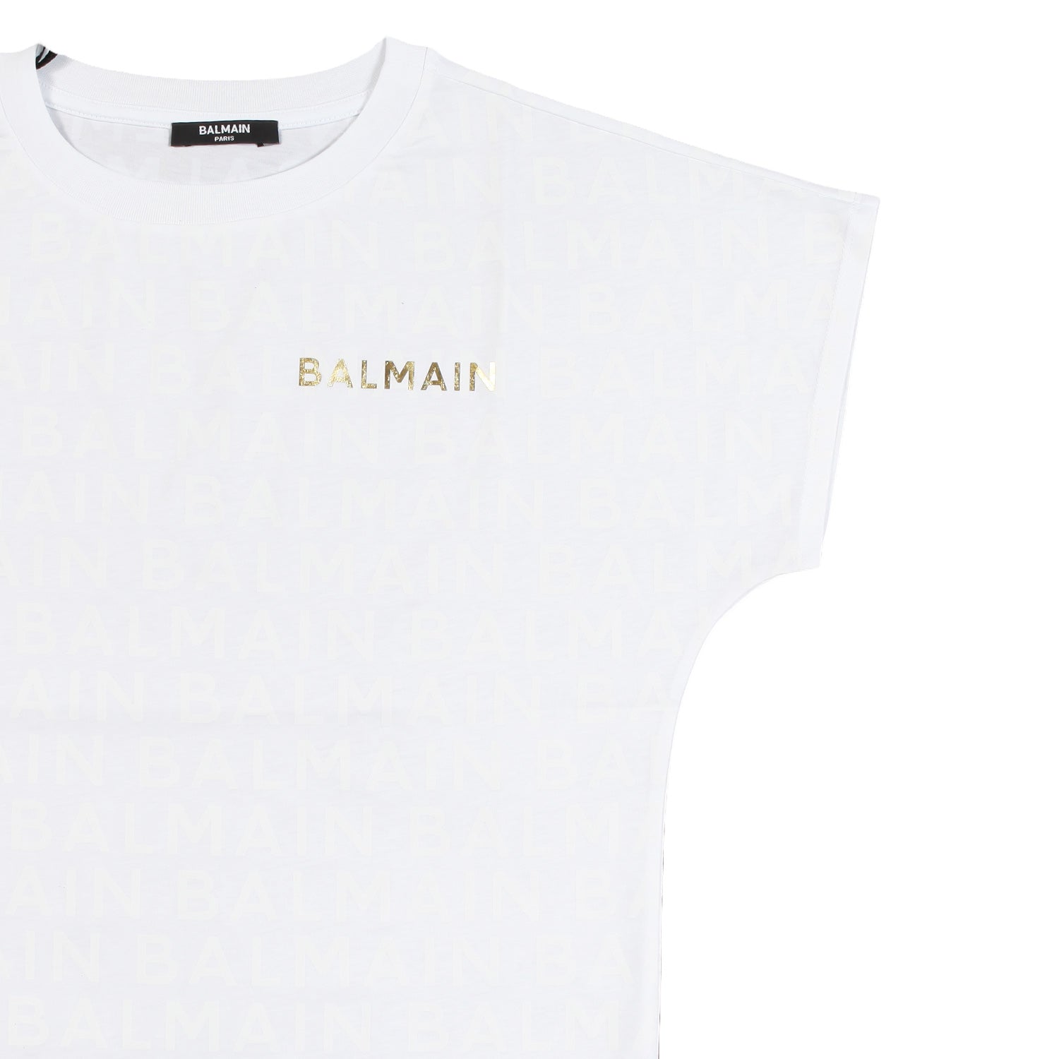 T-shirt Balmain bianca con loghi in tono all over - annameglio.com abbigliamento moda
