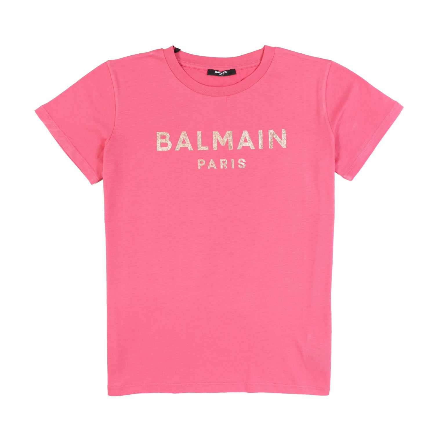 T-shirt Balmain rosa con logo oro - annameglio.com abbigliamento moda