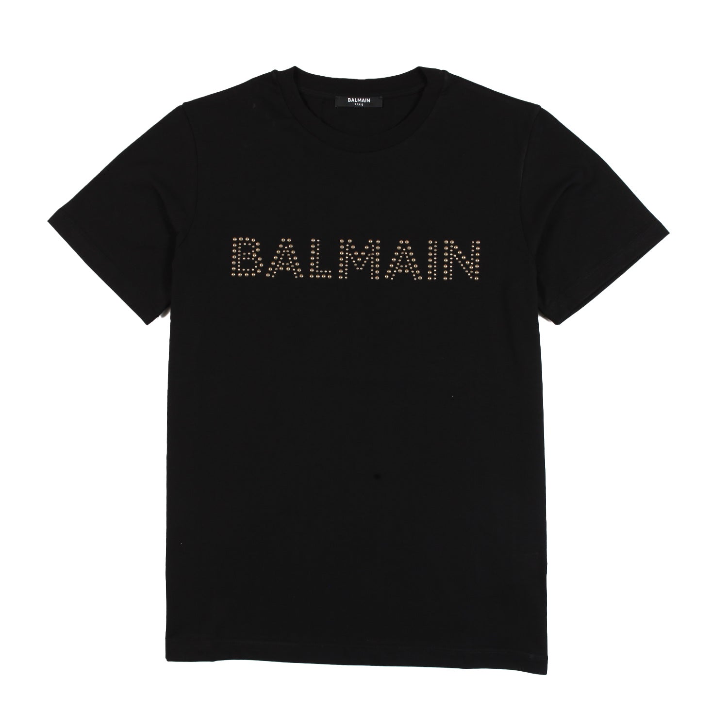 T-shirt Balmain nera con logo strass oro - annameglio.com abbigliamento moda