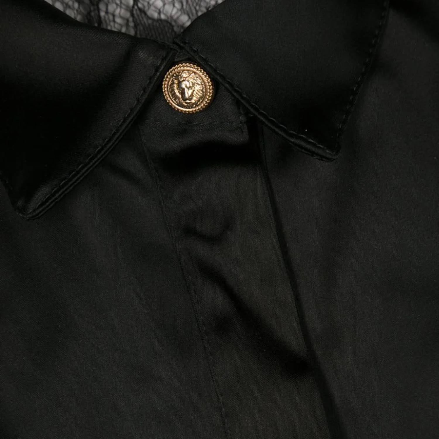 CAMICIA BALMAIN NERA IN PIZZO CHANTILLY - annameglio.com abbigliamento moda