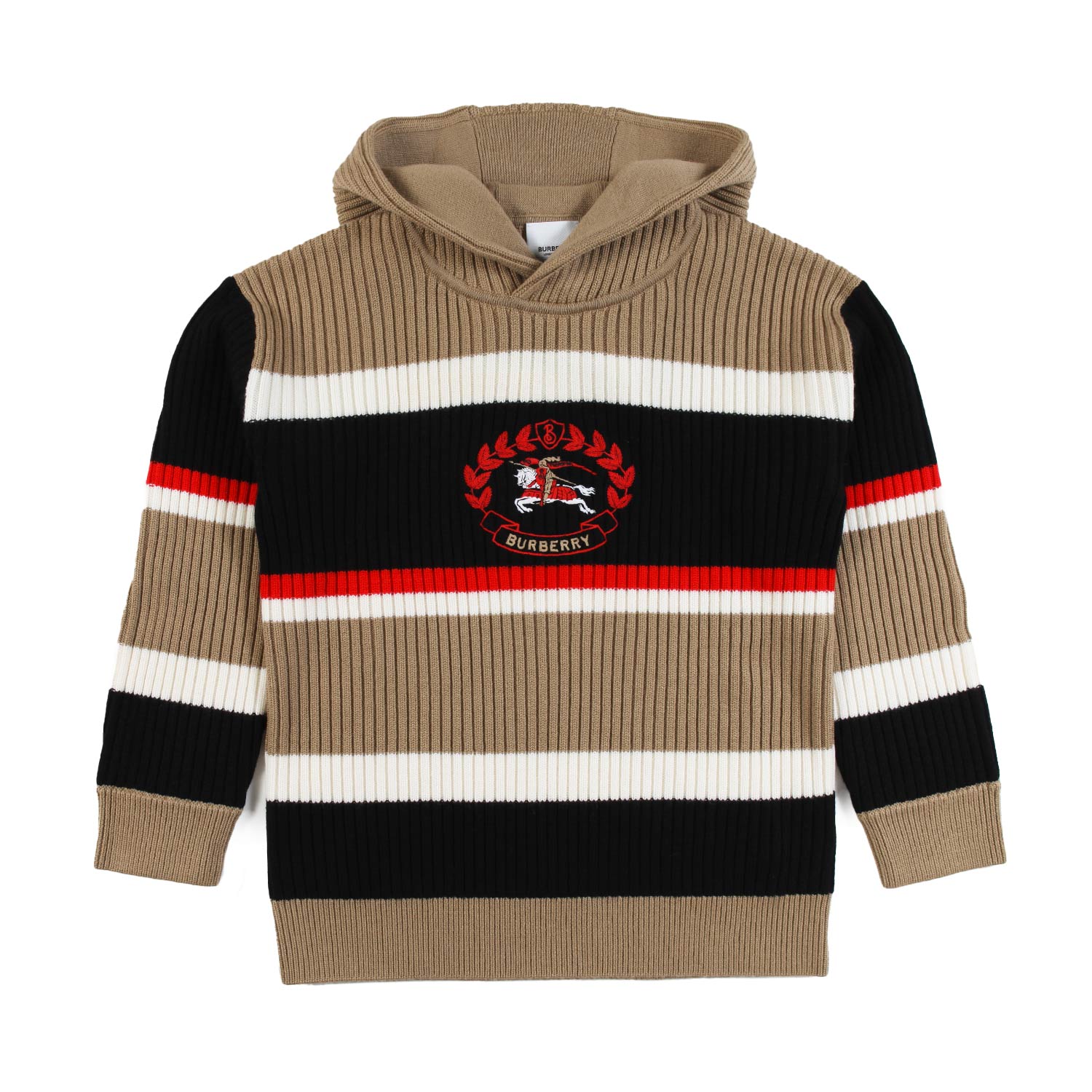 Maglione Burberry beige a strisce con cappuccio - annameglio.com abbigliamento moda