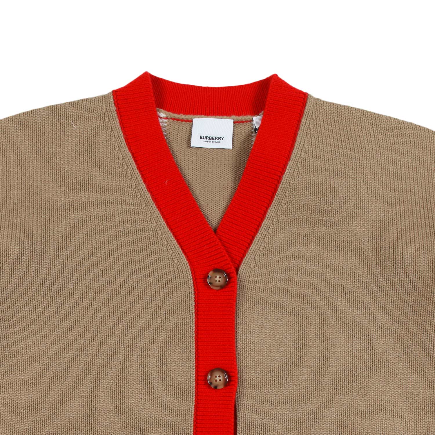 Cardigan di lana Burberry beige a strisce - annameglio.com abbigliamento moda