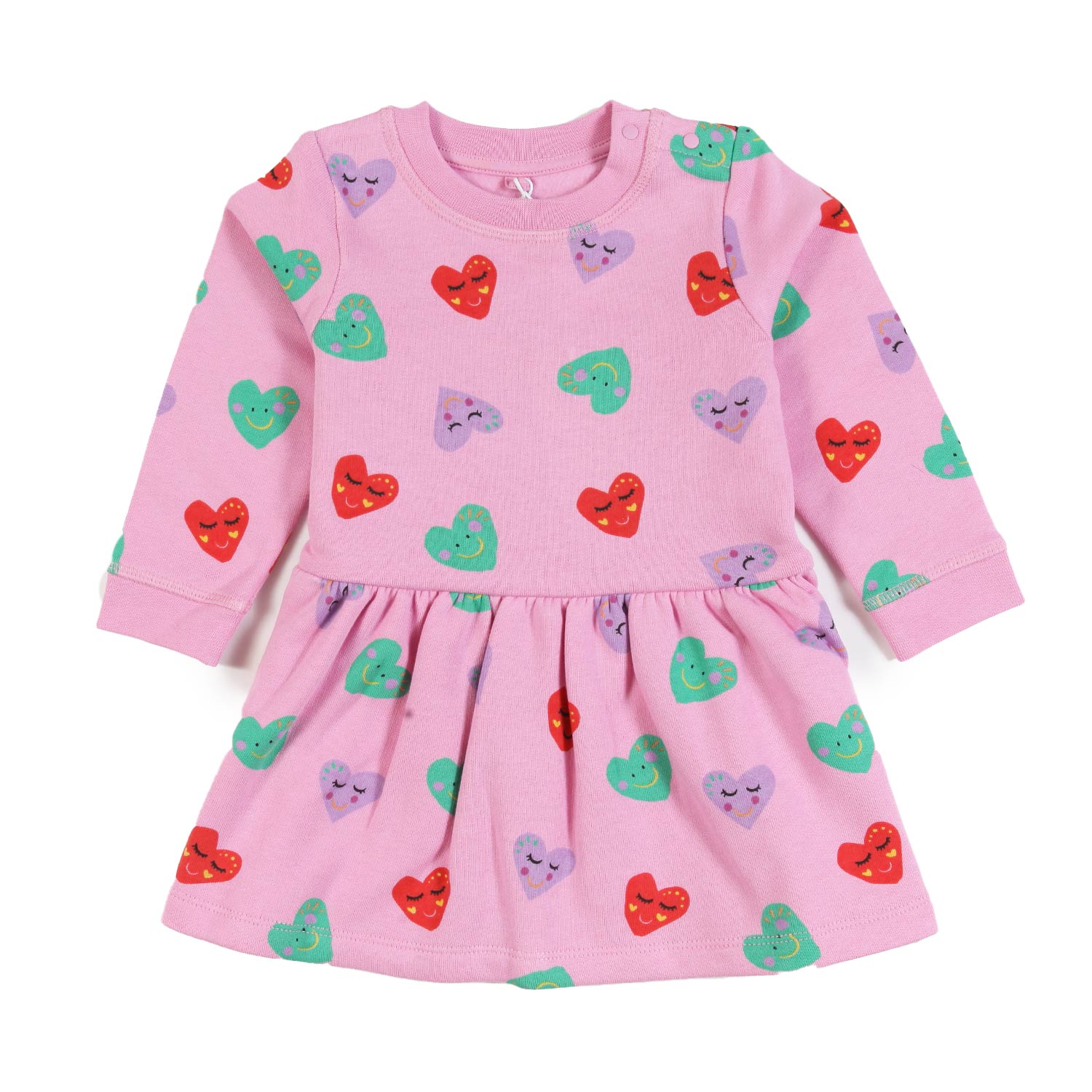 Abito in felpa rosa con cuori multicolor bimba - annameglio.com abbigliamento moda
