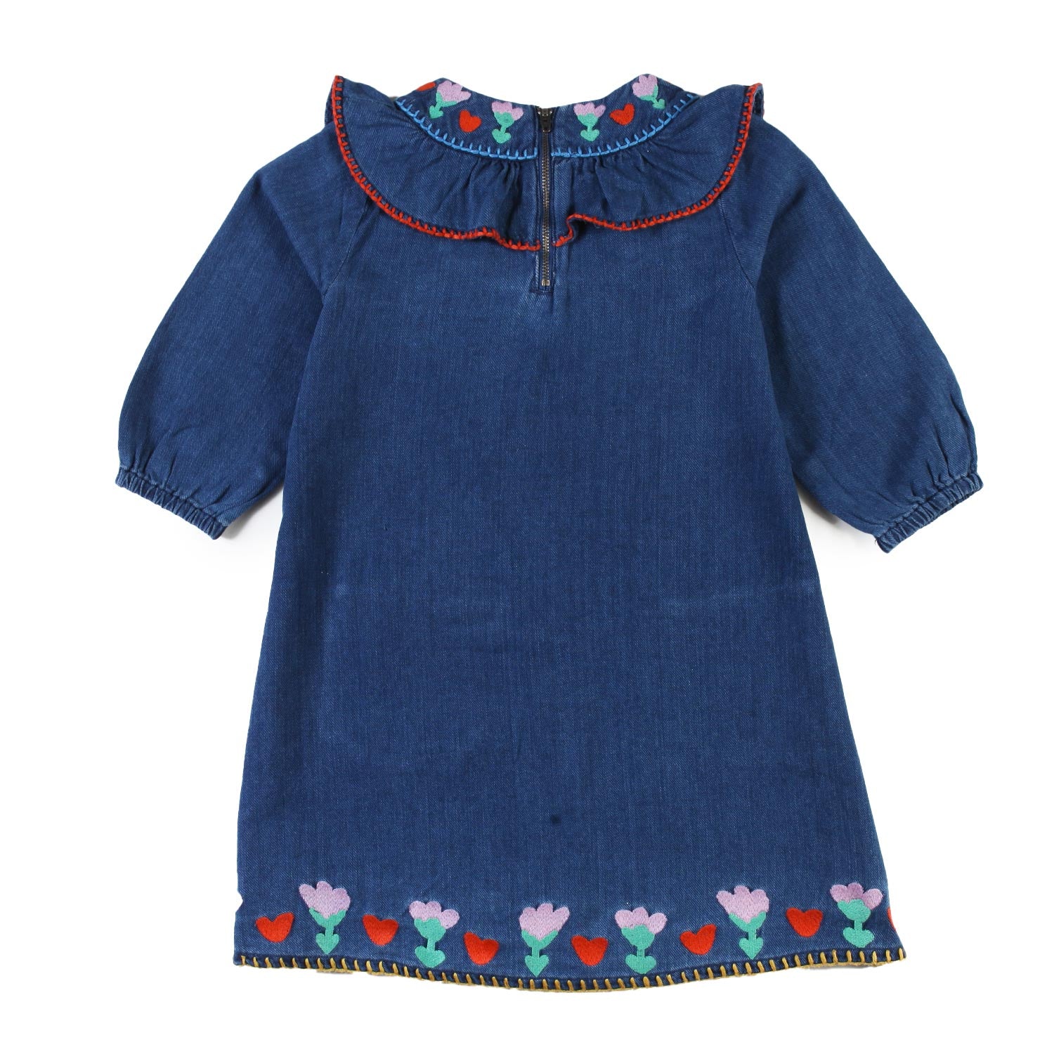 Abito denim blu Stella con fiori colorati Bambina - annameglio.com abbigliamento moda