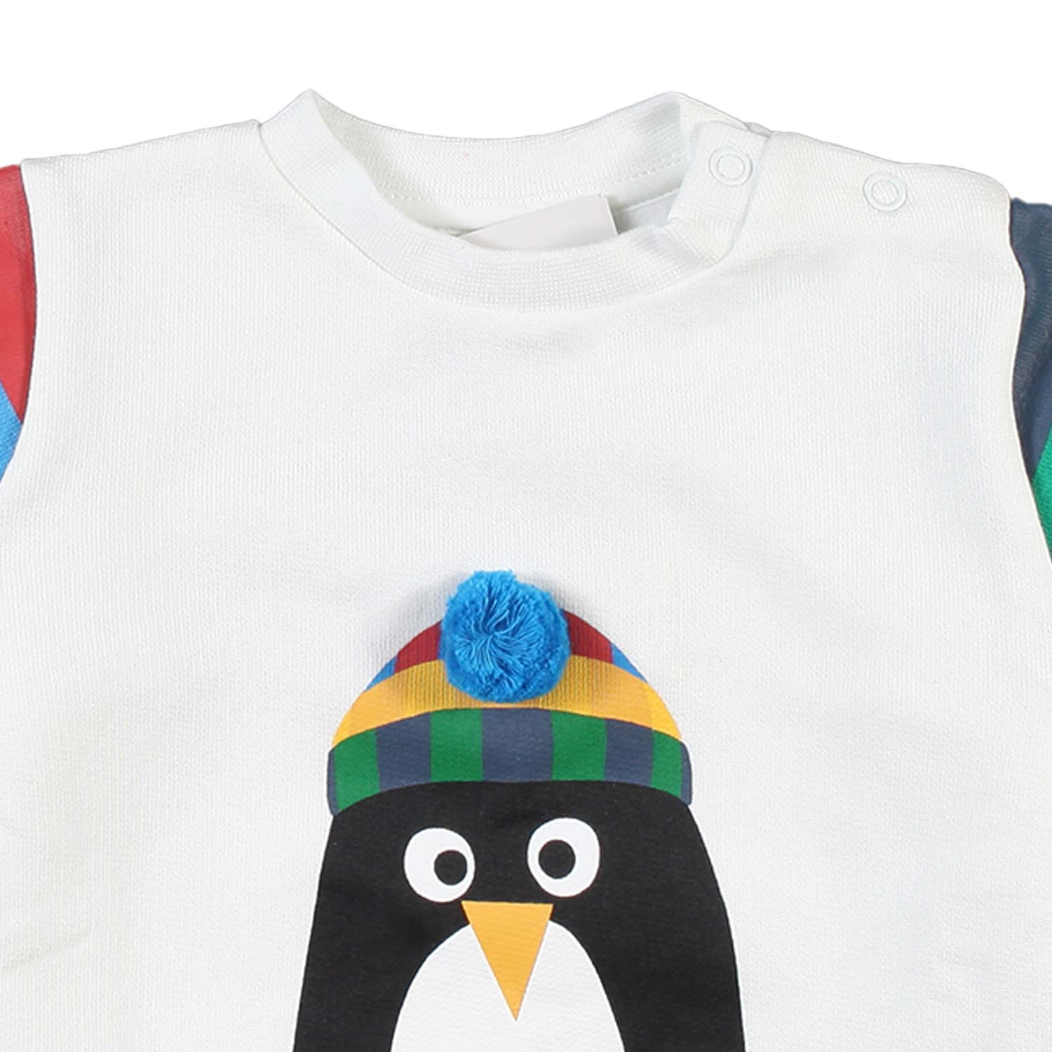 Felpa baby Stella bianca e multicolor con pinguino - annameglio.com abbigliamento moda