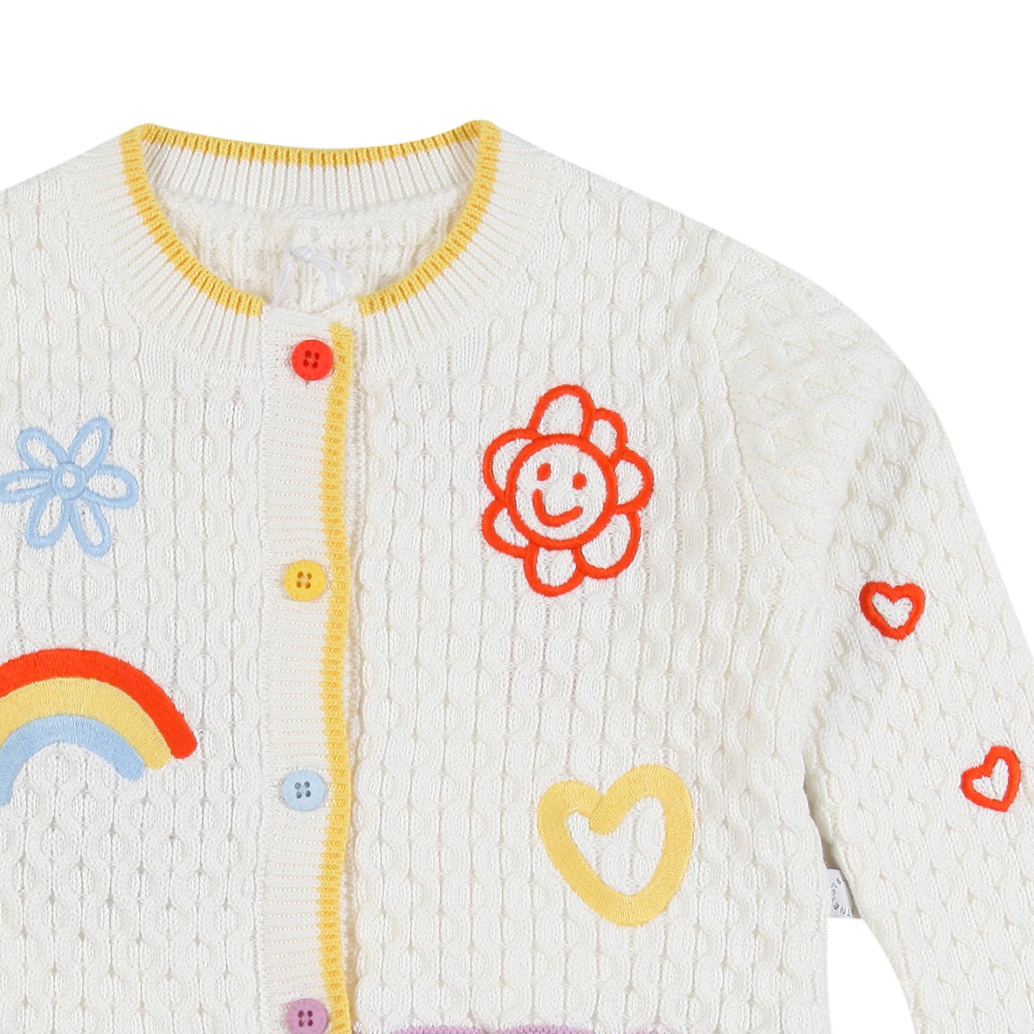 Cardigan panna con ricami multicolor bimba - annameglio.com abbigliamento moda