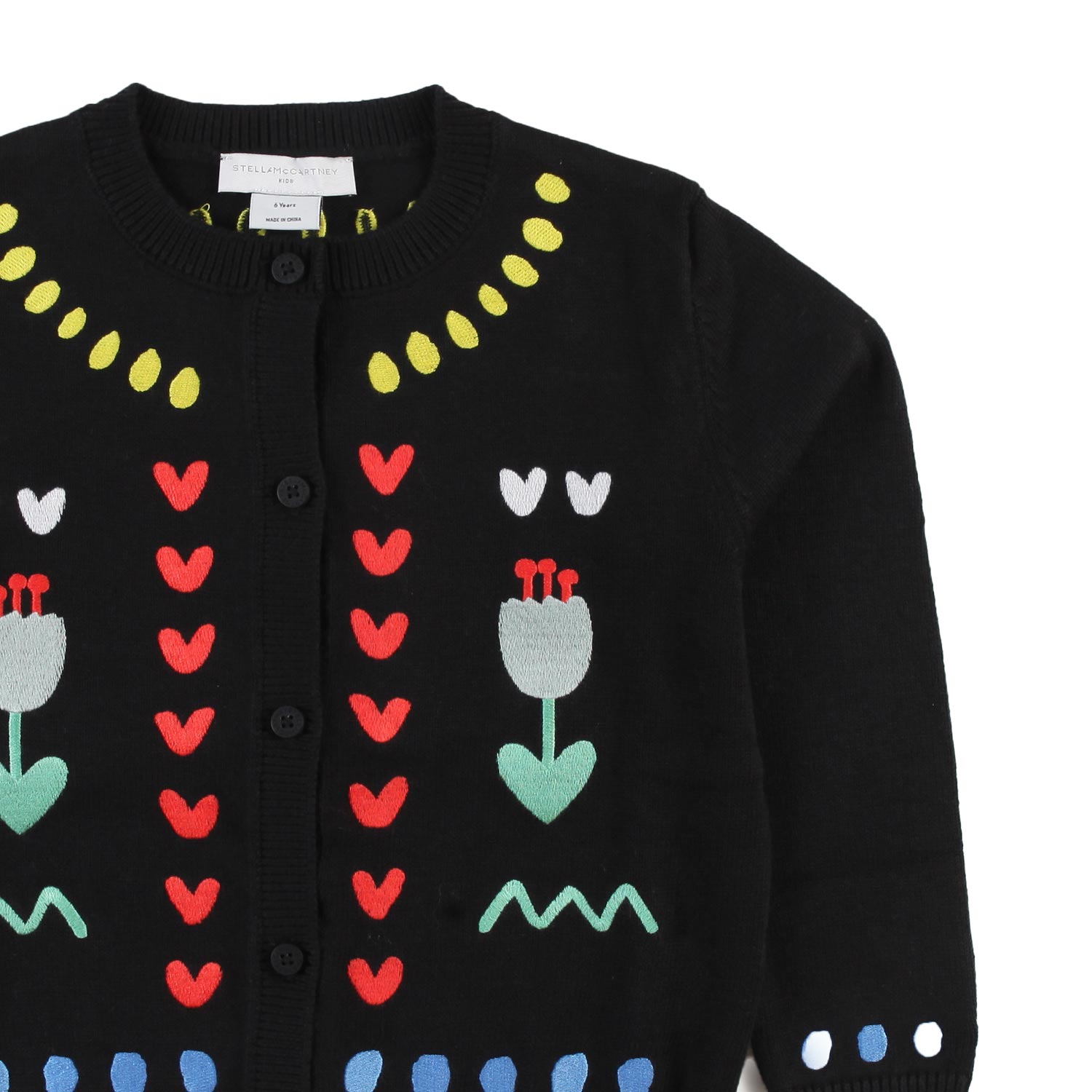 Cardigan Stella nero con ricami multicolor Bambina - annameglio.com abbigliamento moda