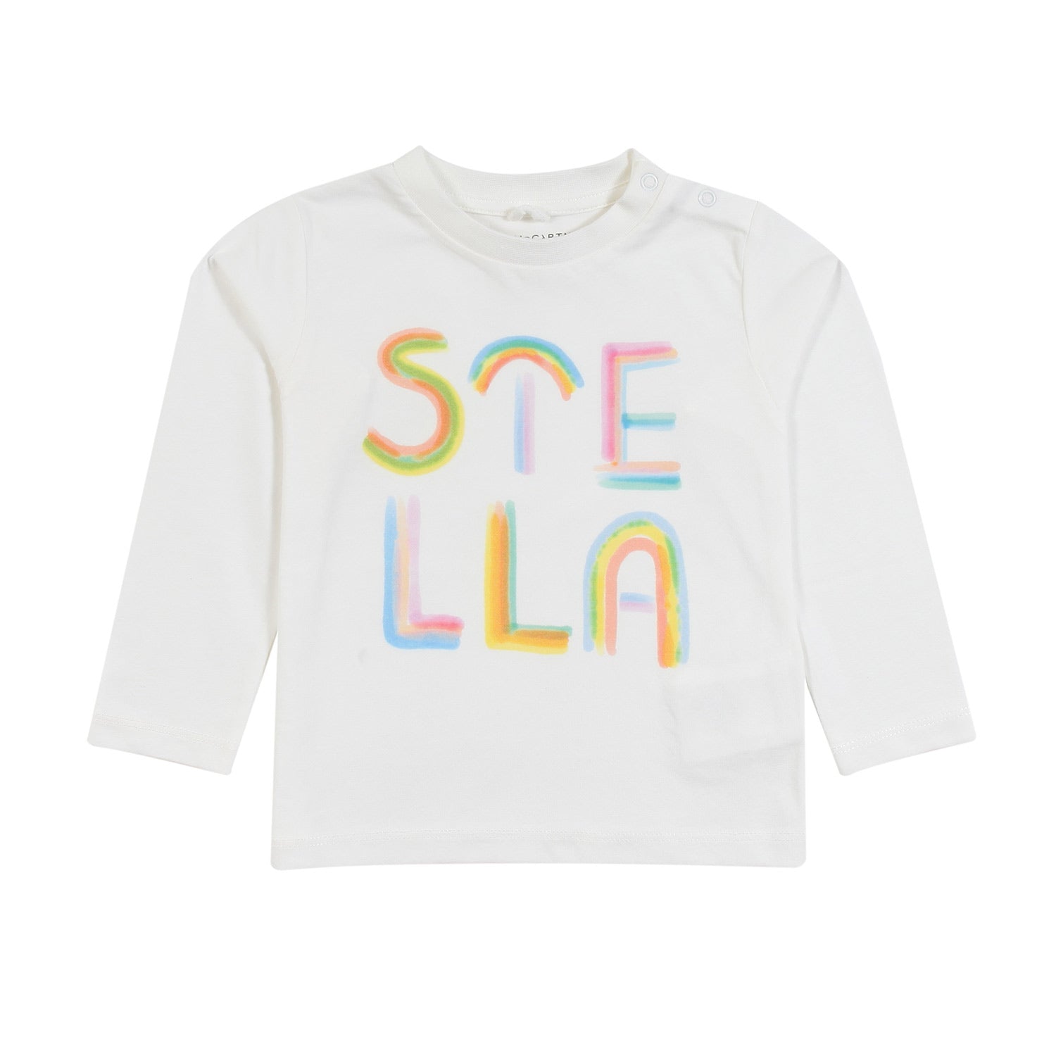 T-shirt lunga panna con logo arcobaleno Bimba - annameglio.com abbigliamento moda