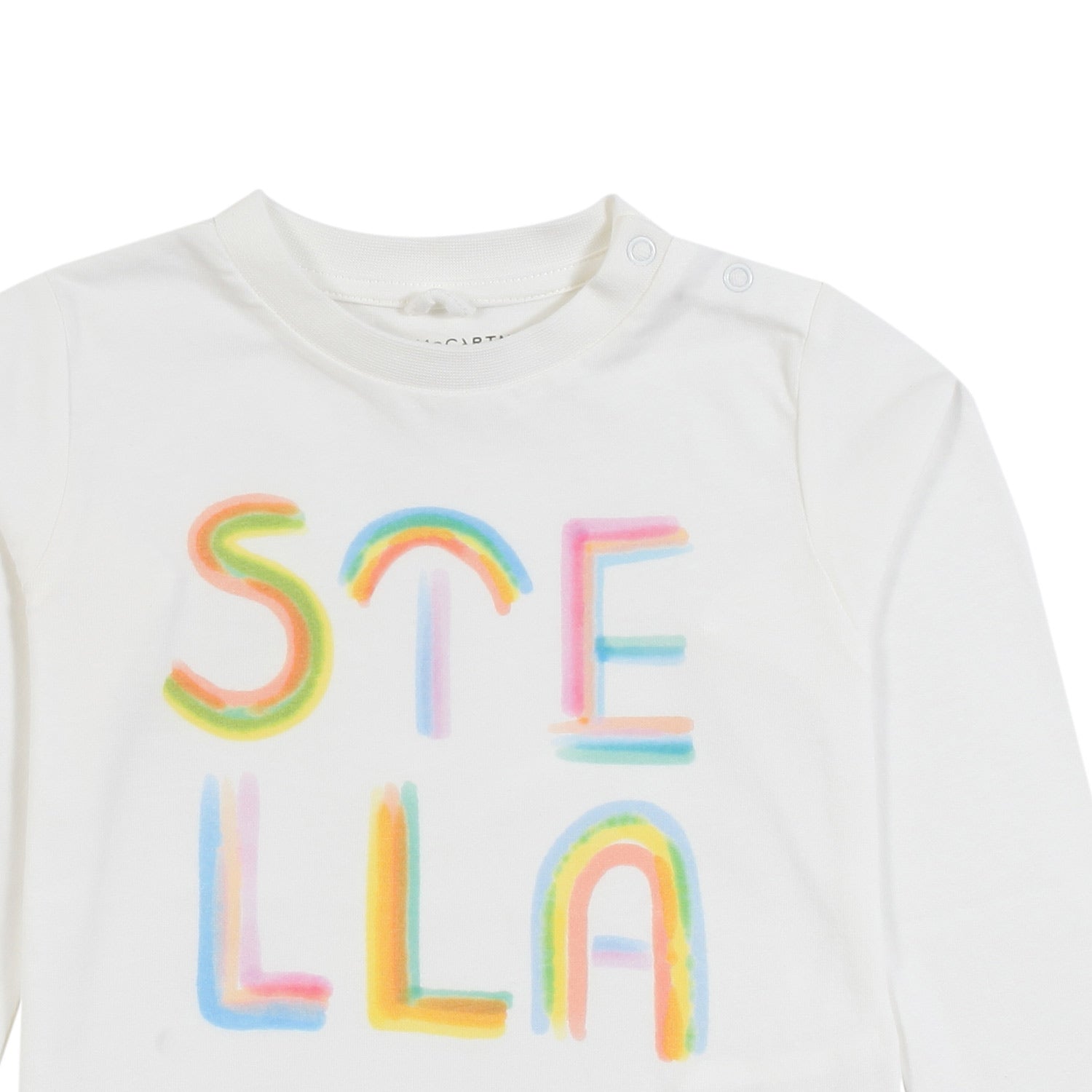 T-shirt lunga panna con logo arcobaleno Bimba - annameglio.com abbigliamento moda