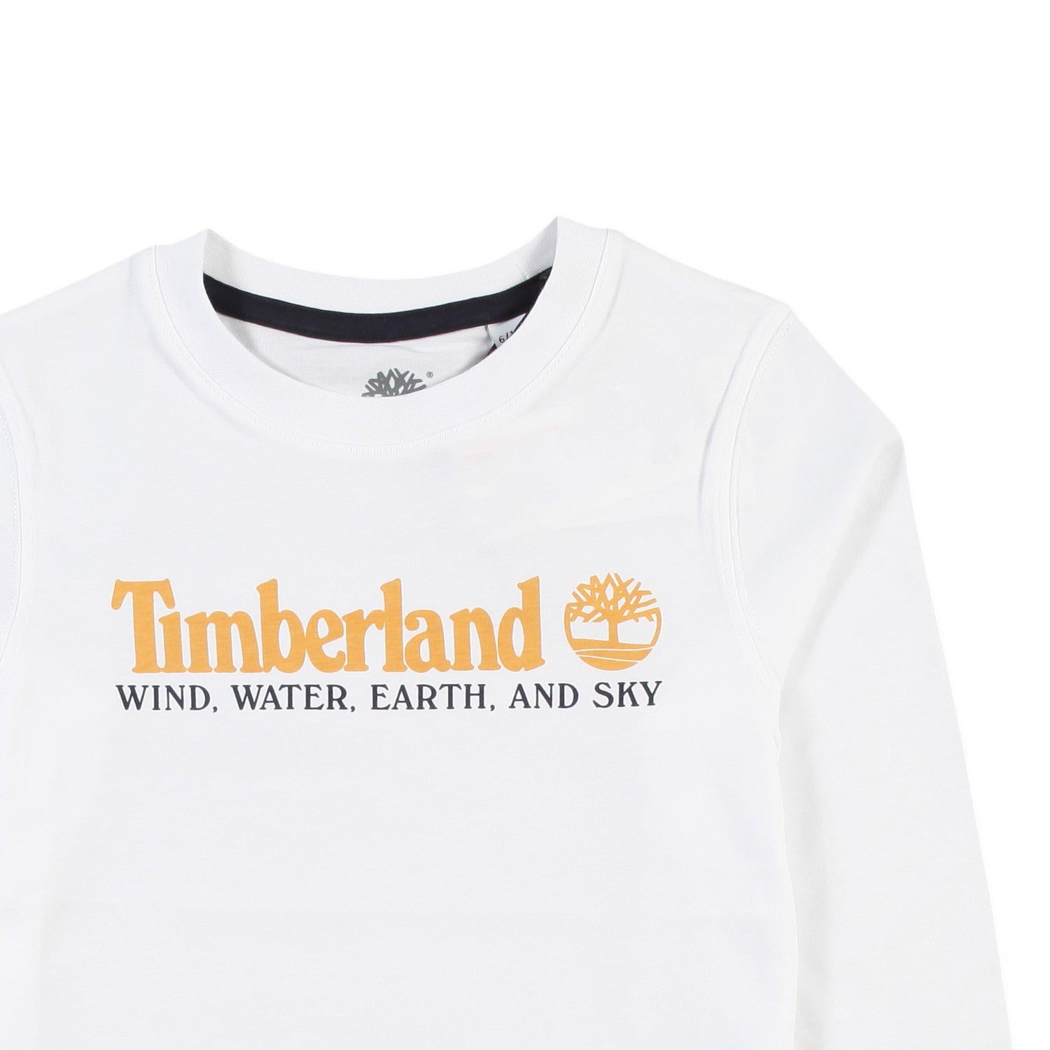 T-shirt lunga Timberland bianca con logo senape - annameglio.com abbigliamento moda