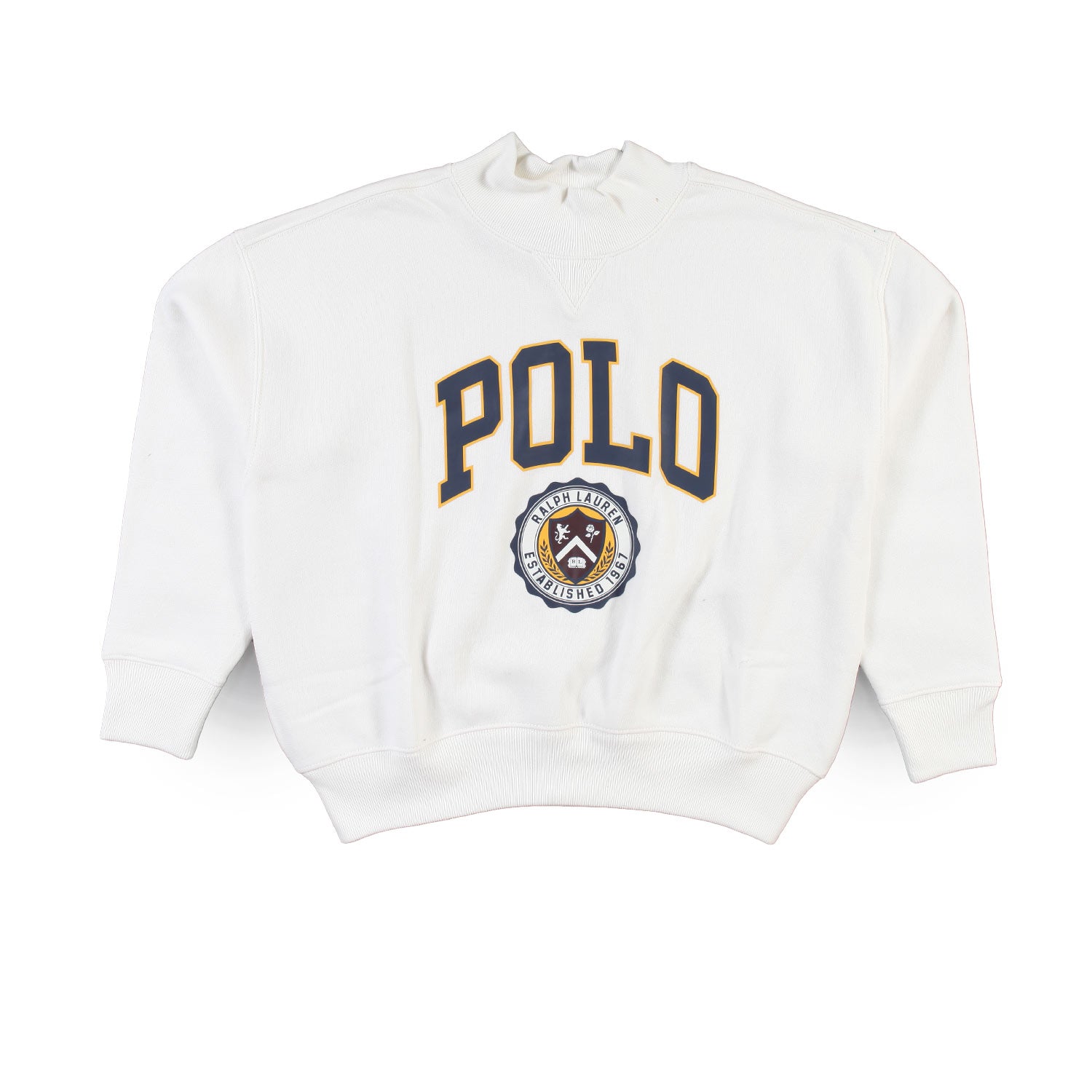 Felpa unisex RL bianca con logo Polo blu e giallo - annameglio.com abbigliamento moda