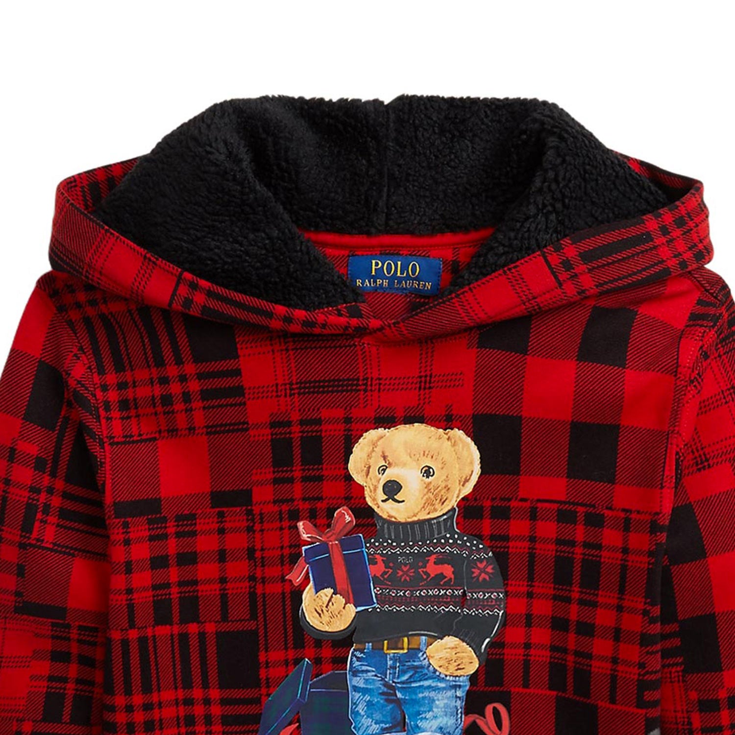 Felpa a scacchi rossa orsetto ricamato - annameglio.com abbigliamento moda