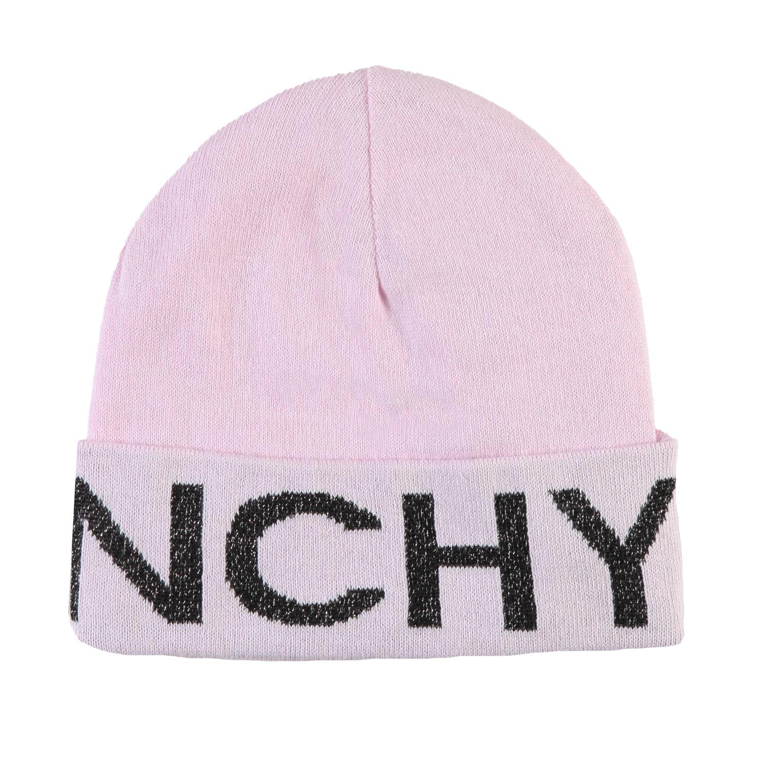 Berretto Givenchy rosa con maxi logo nero glitter - annameglio.com abbigliamento moda